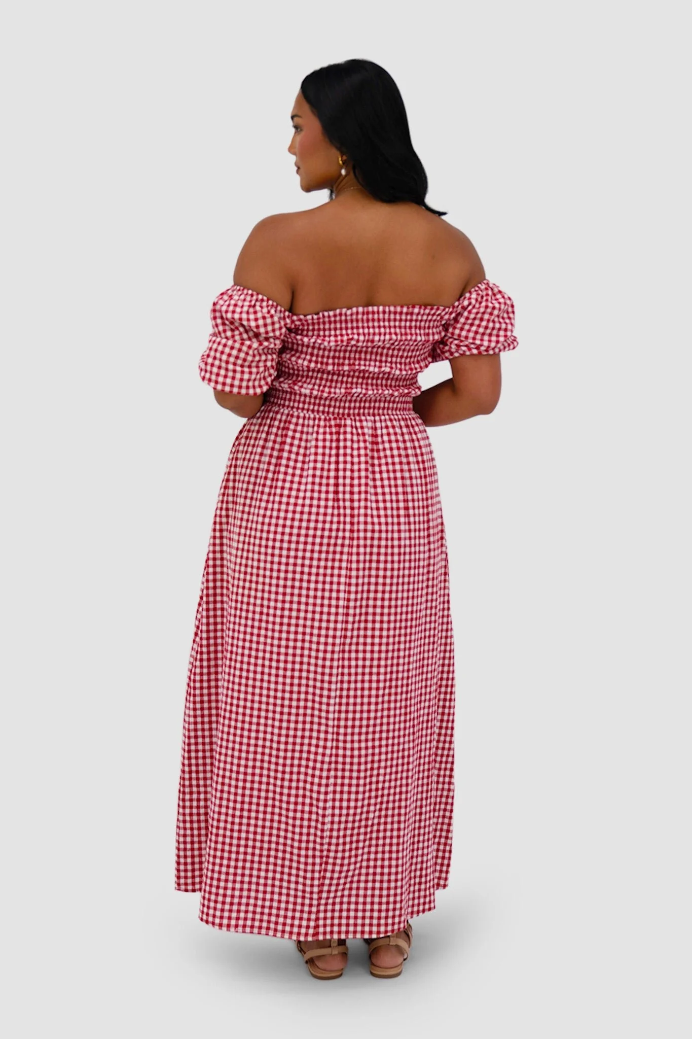 ISMAE MAXI DRESS RED GINGHAM - Image 9