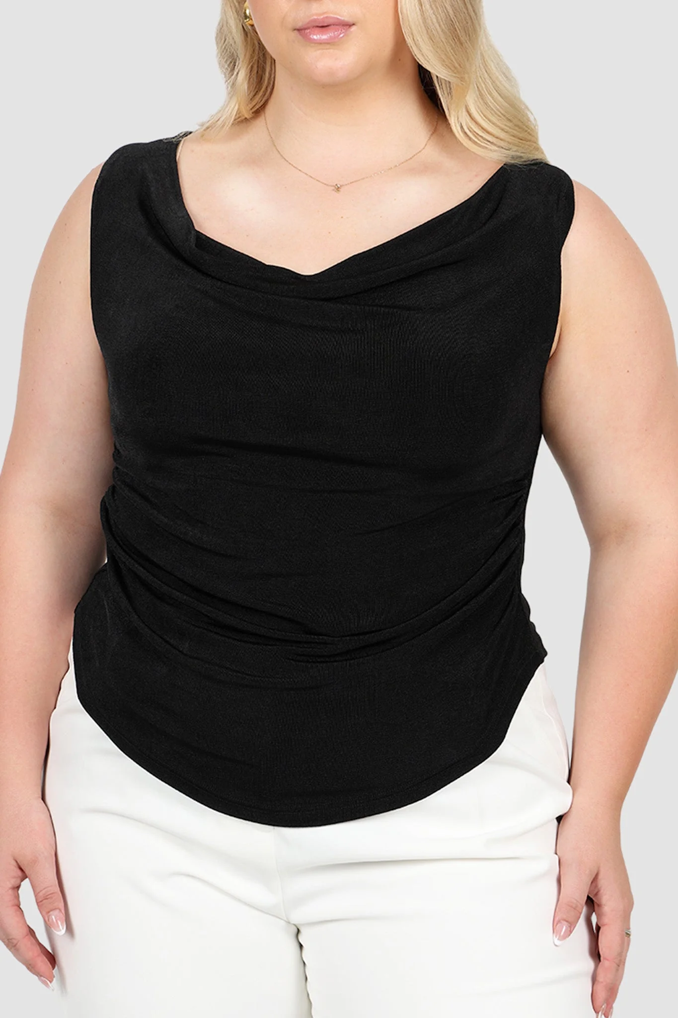 IVES COWL NECK TOP BLACK - Image 3
