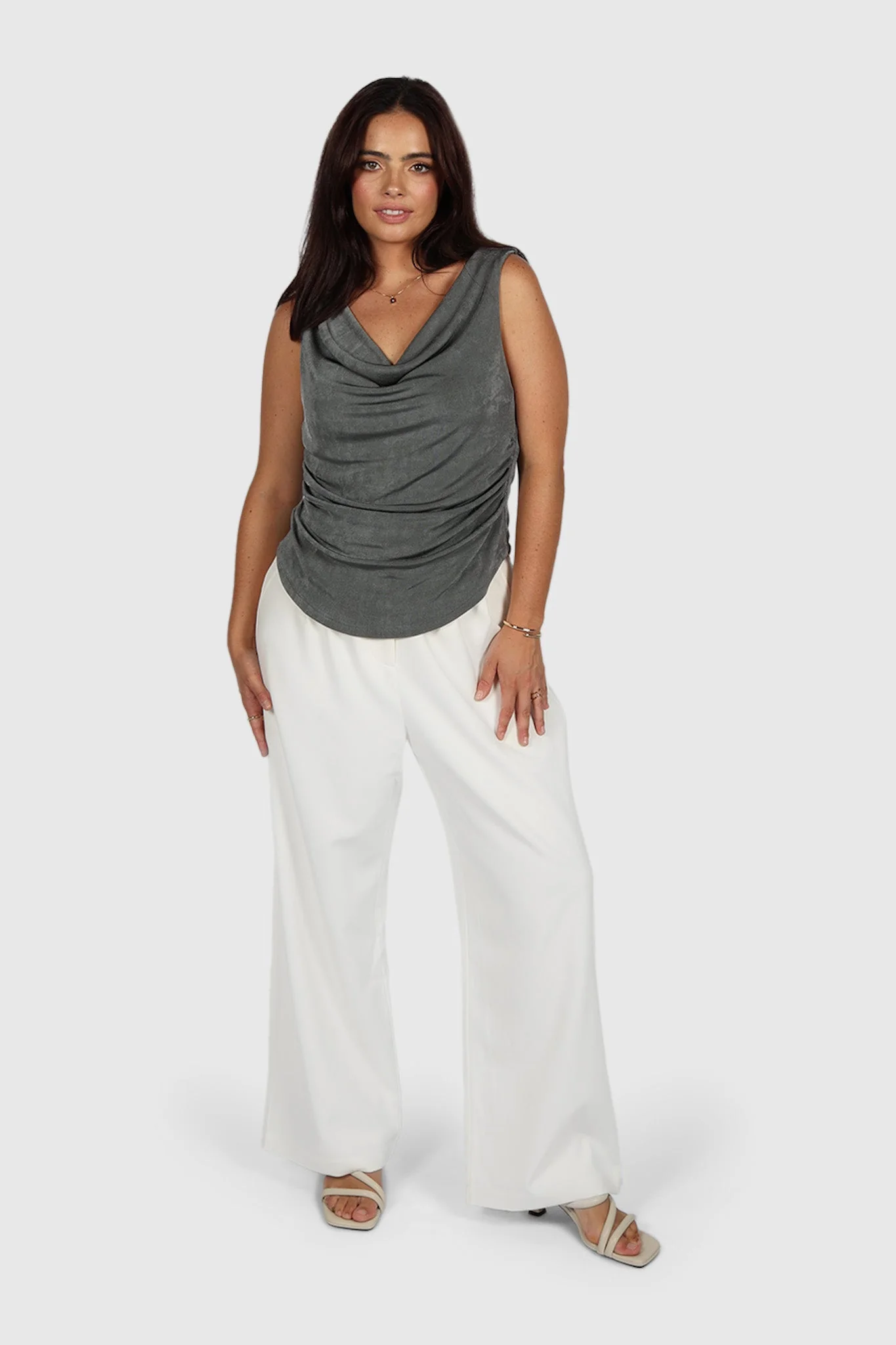 IVES COWL NECK TOP GUNMETAL - Image 11