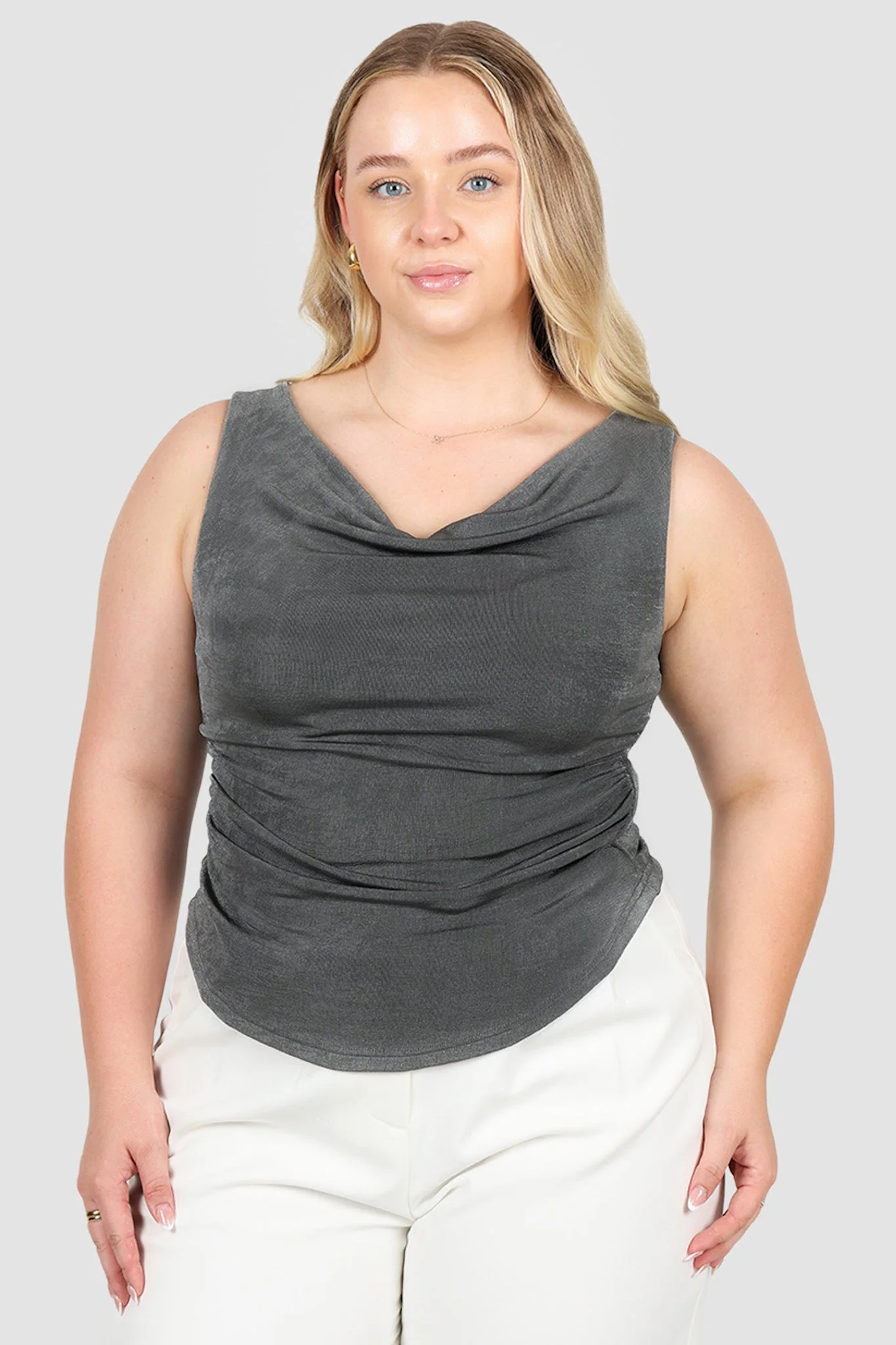 IVES COWL NECK TOP GUNMETAL - Image 14