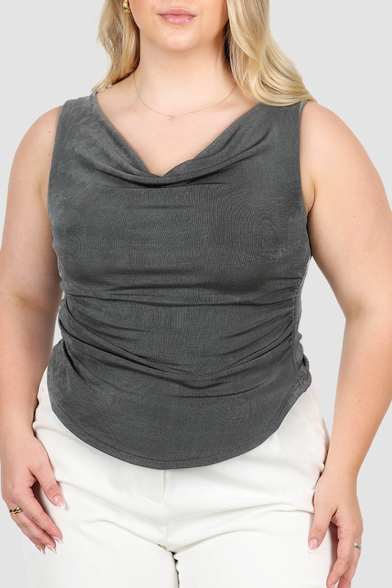 IVES COWL NECK TOP GUNMETAL - Image 16