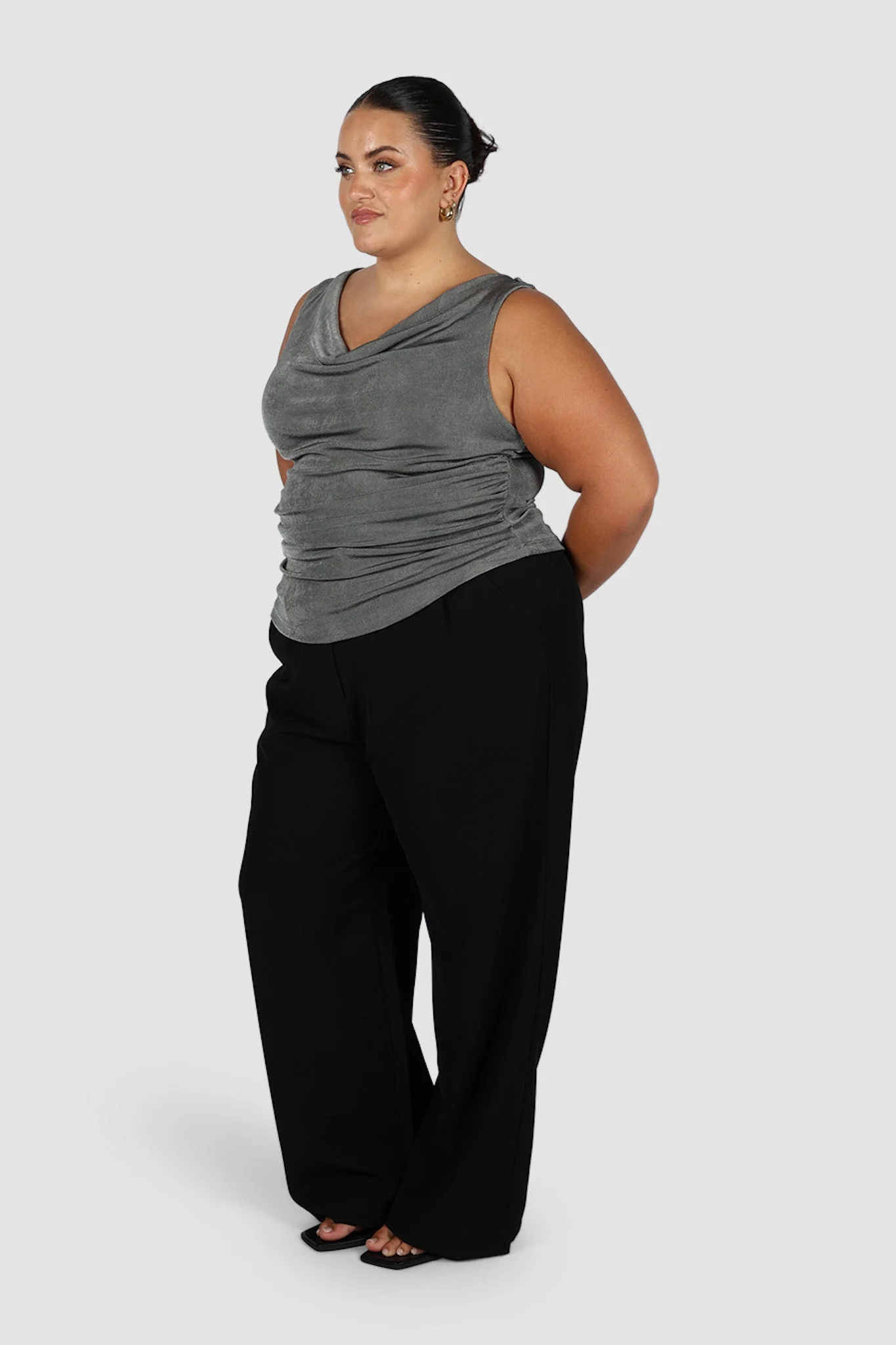 IVES COWL NECK TOP GUNMETAL - Image 6