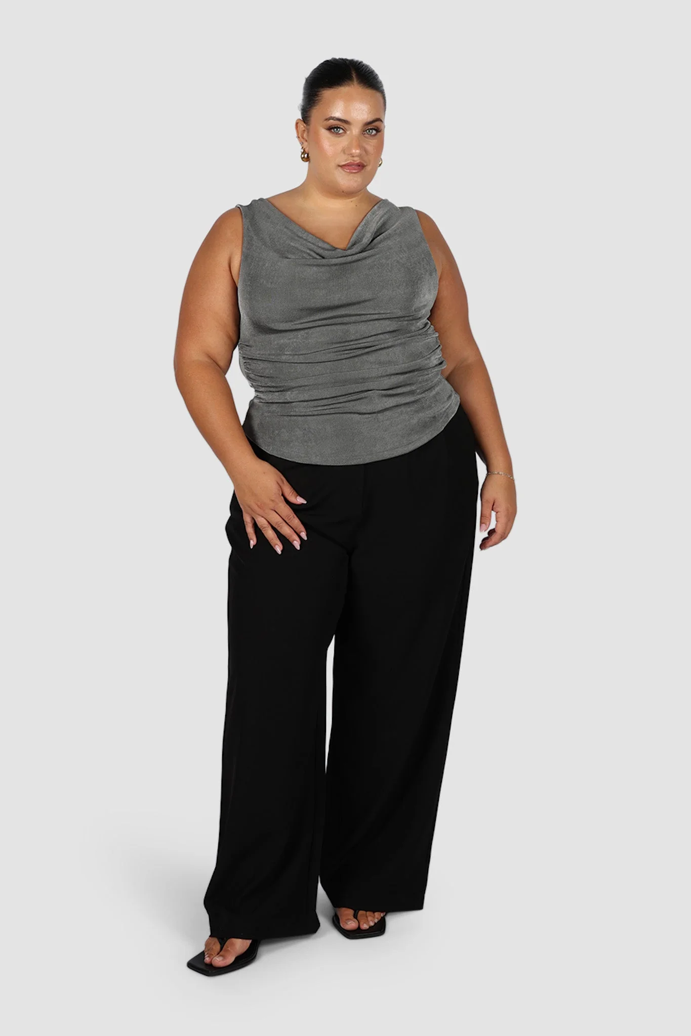 IVES COWL NECK TOP GUNMETAL - Image 7