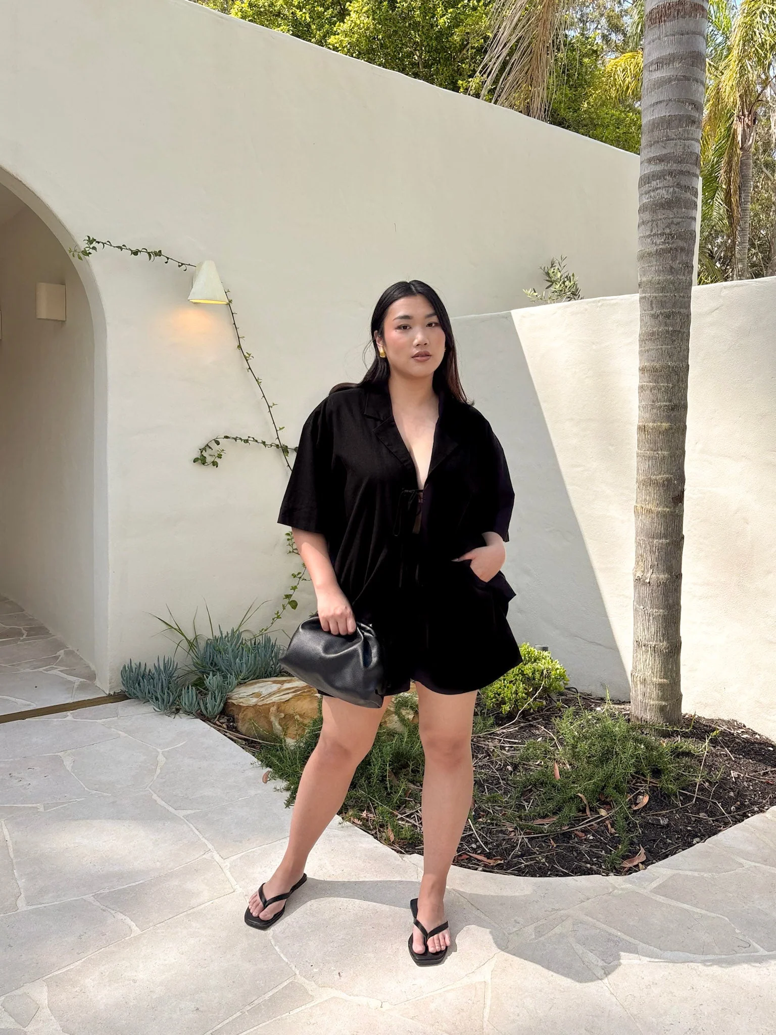 JUNIE OVERSIZED LINEN BLEND SHIRT BLACK - Image 6