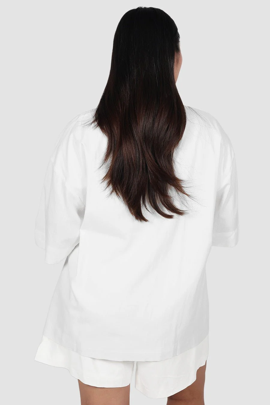 JUNIE OVERSIZED LINEN BLEND SHIRT WHITE - Image 8