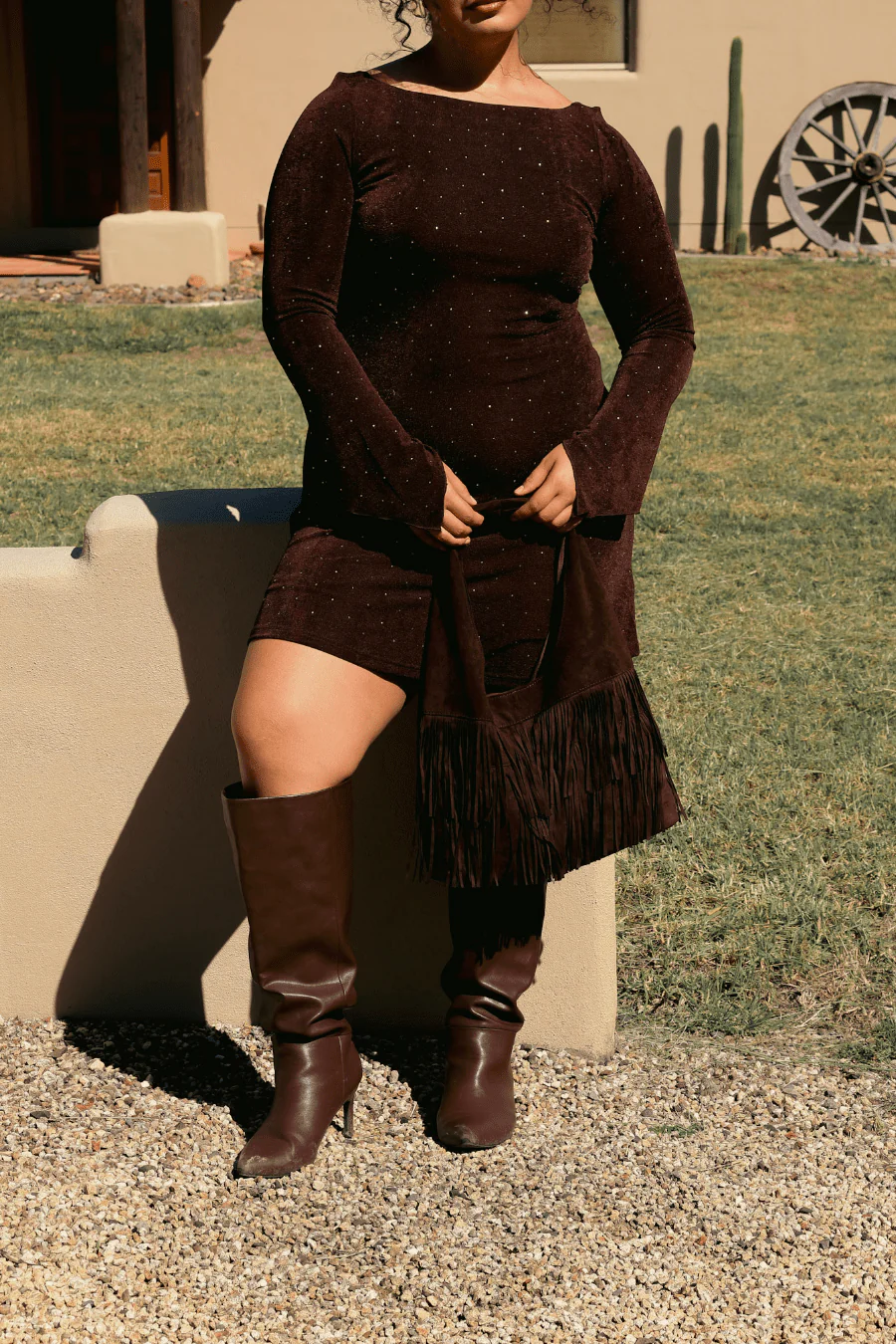 KENZIE MINI DRESS ESPRESSO SPARKLE - Image 2