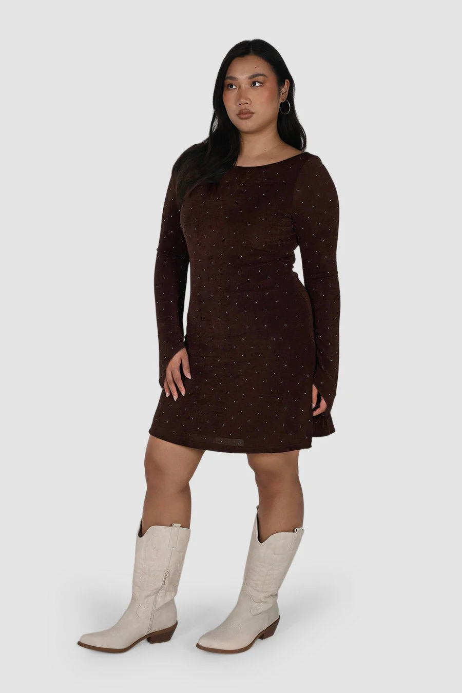 KENZIE MINI DRESS ESPRESSO SPARKLE - Image 4