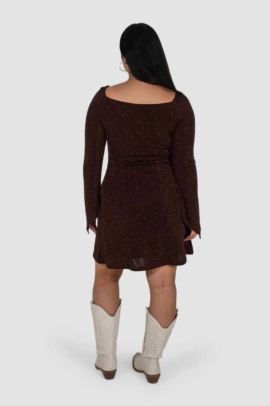 KENZIE MINI DRESS ESPRESSO SPARKLE - Image 6