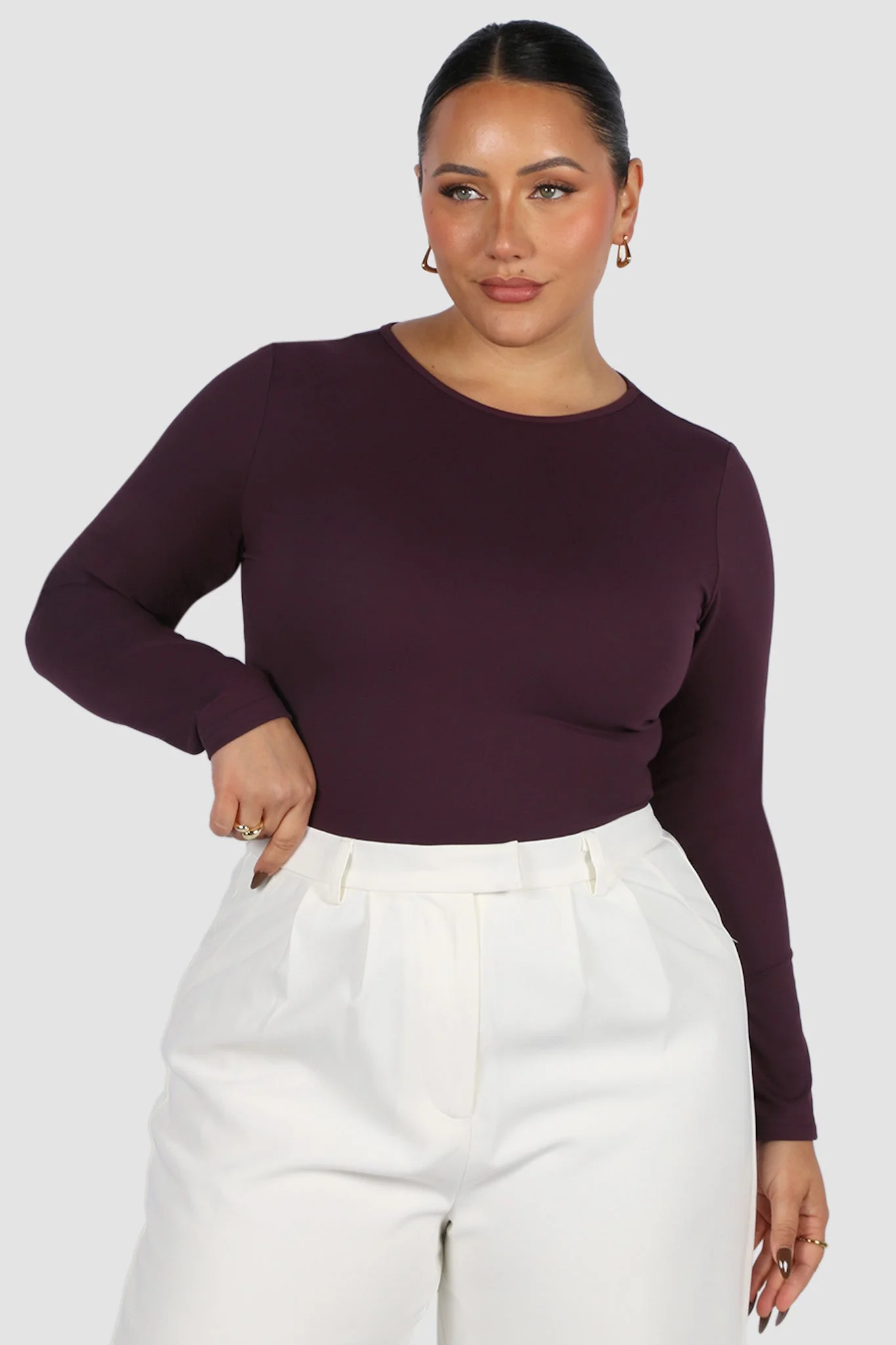 L/S BODYSUIT DEEP PLUM - Image 5