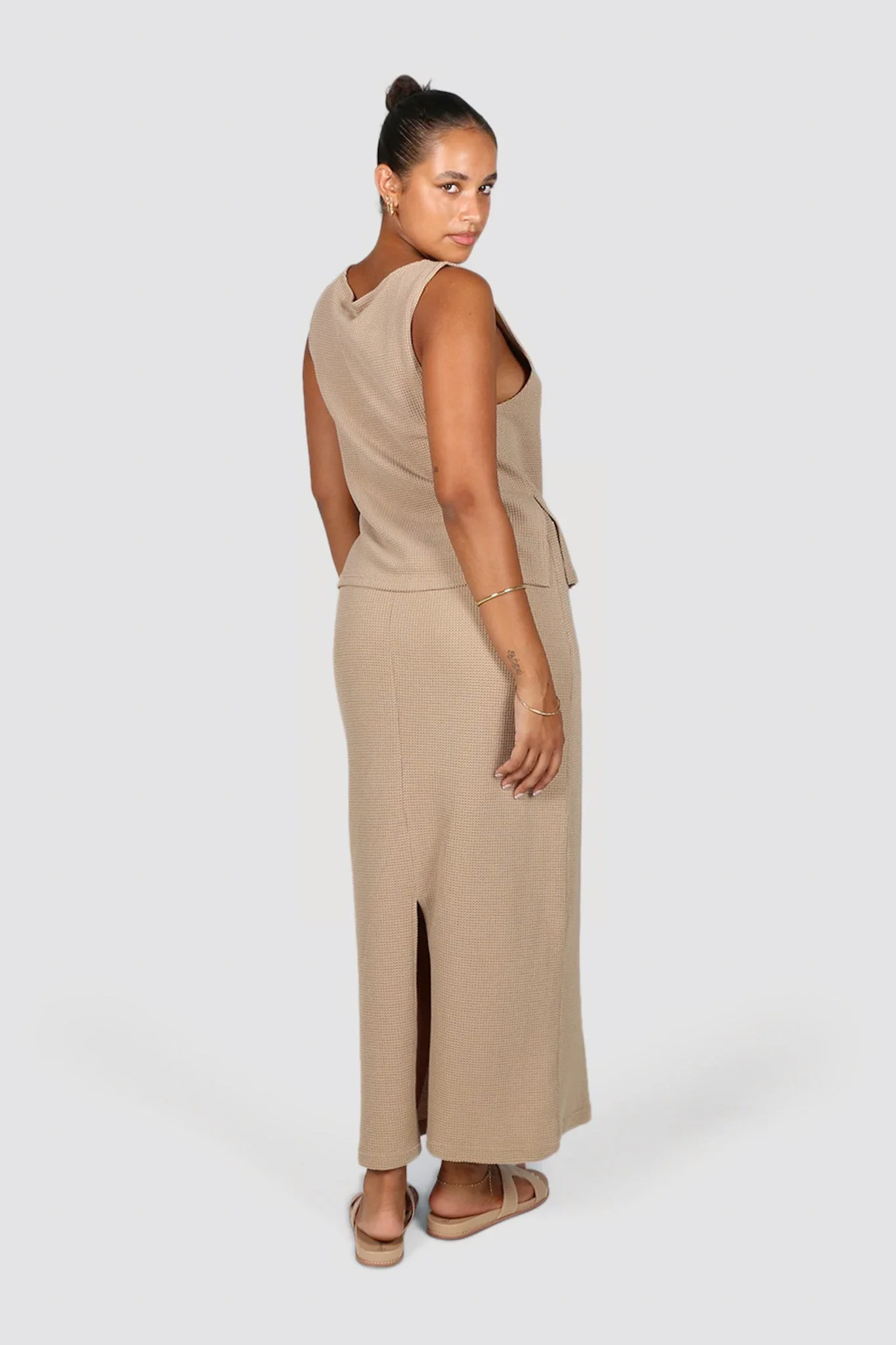 MARLEY WAFFLE MAXI SKIRT BISCUIT - Image 5