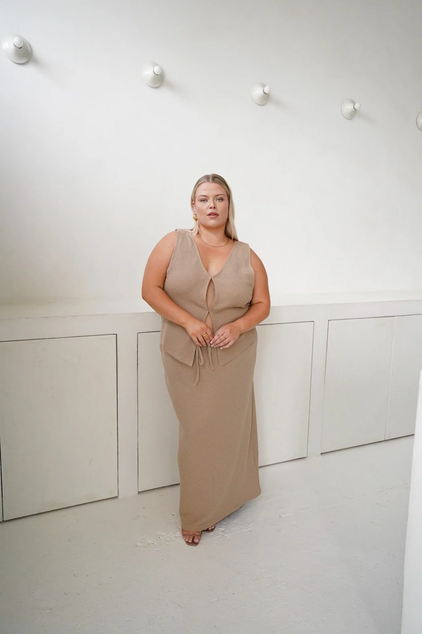MARLEY WAFFLE MAXI SKIRT BISCUIT - Image 8