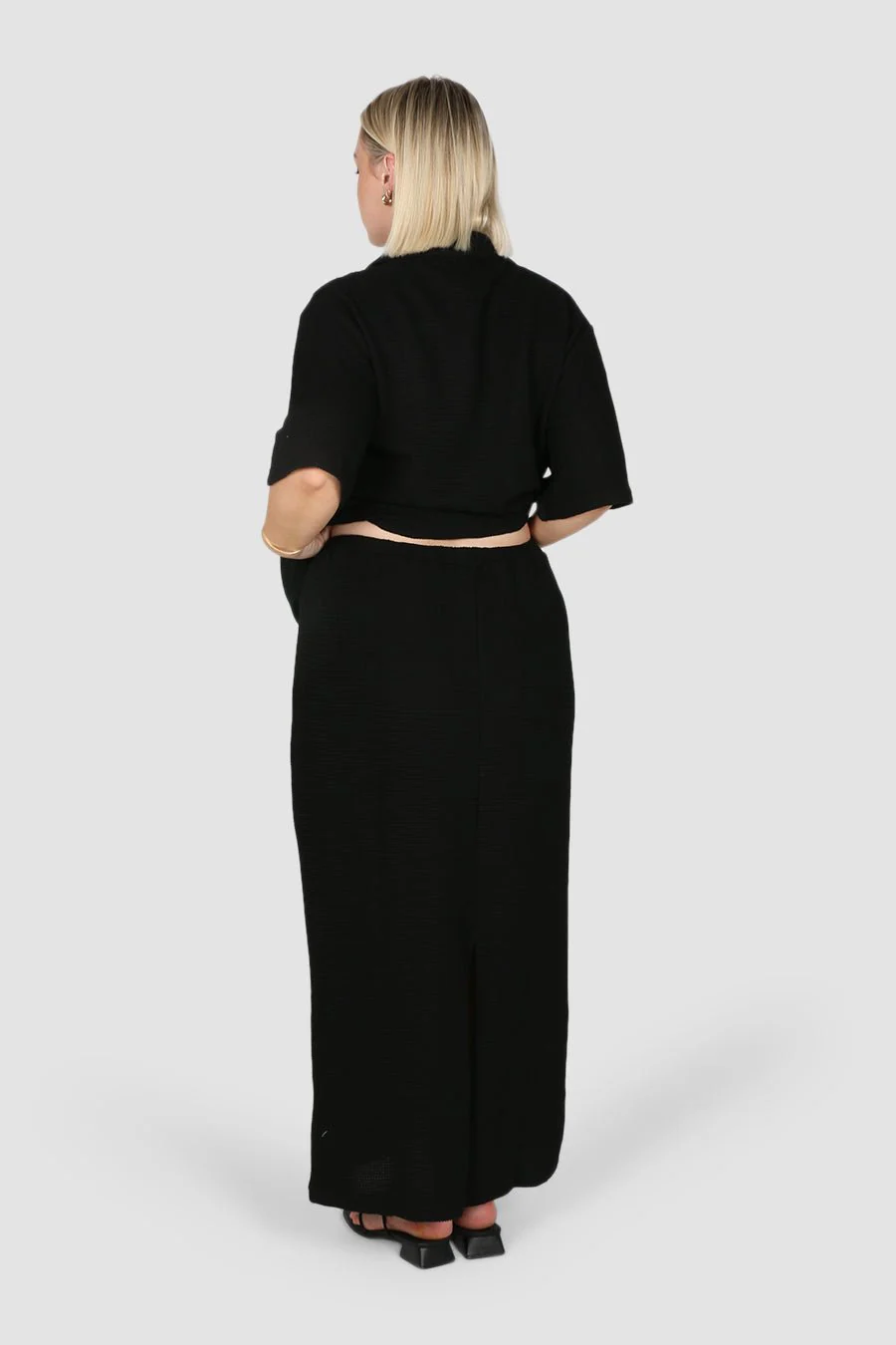 MARLEY WAFFLE MAXI SKIRT BLACK - Image 4