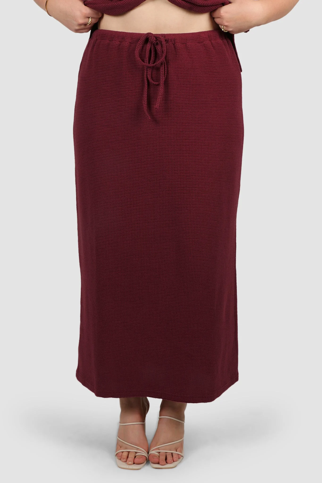 MARLEY WAFFLE MAXI SKIRT MERLOT - Image 3