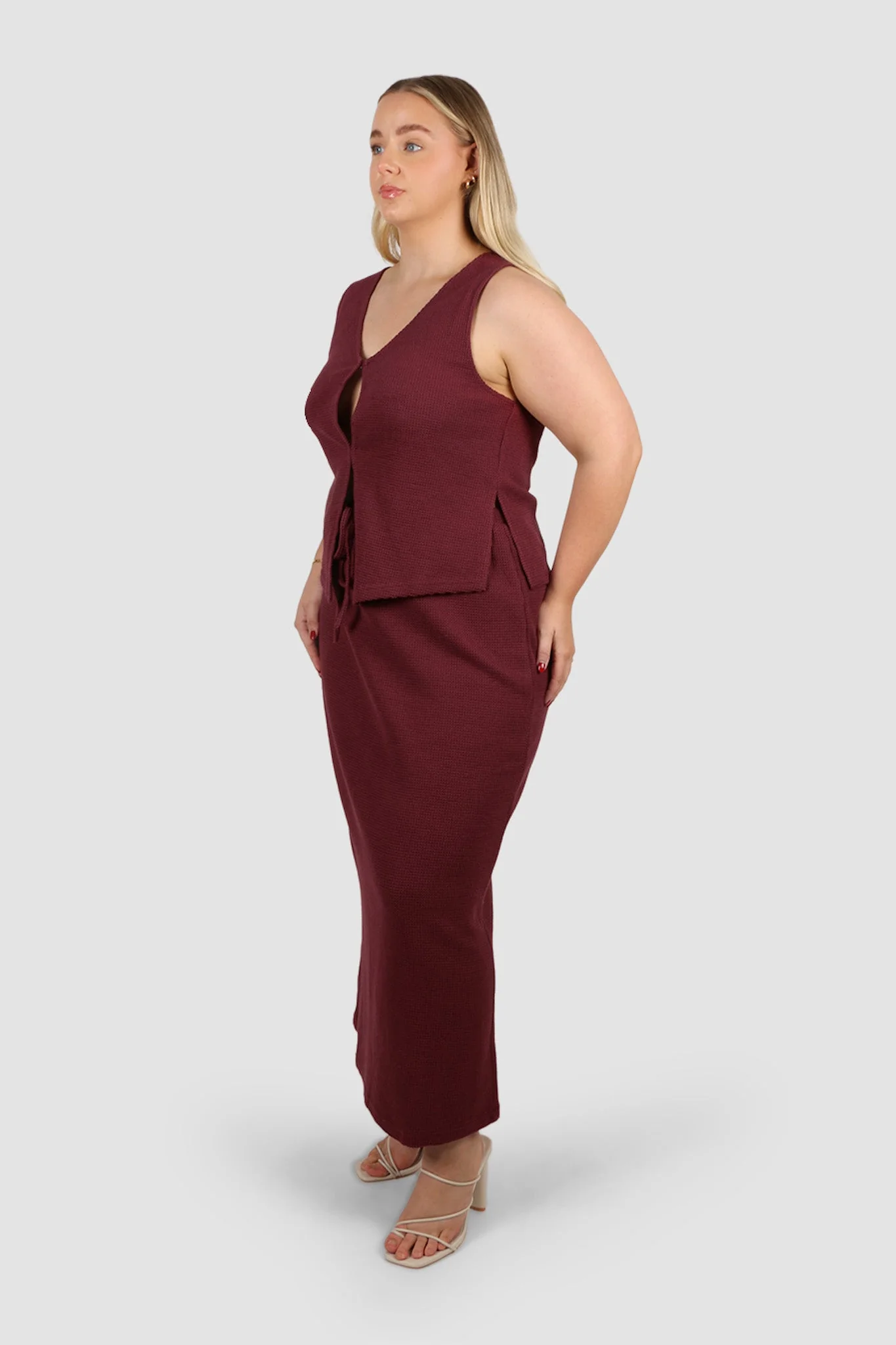 MARLEY WAFFLE MAXI SKIRT MERLOT - Image 6