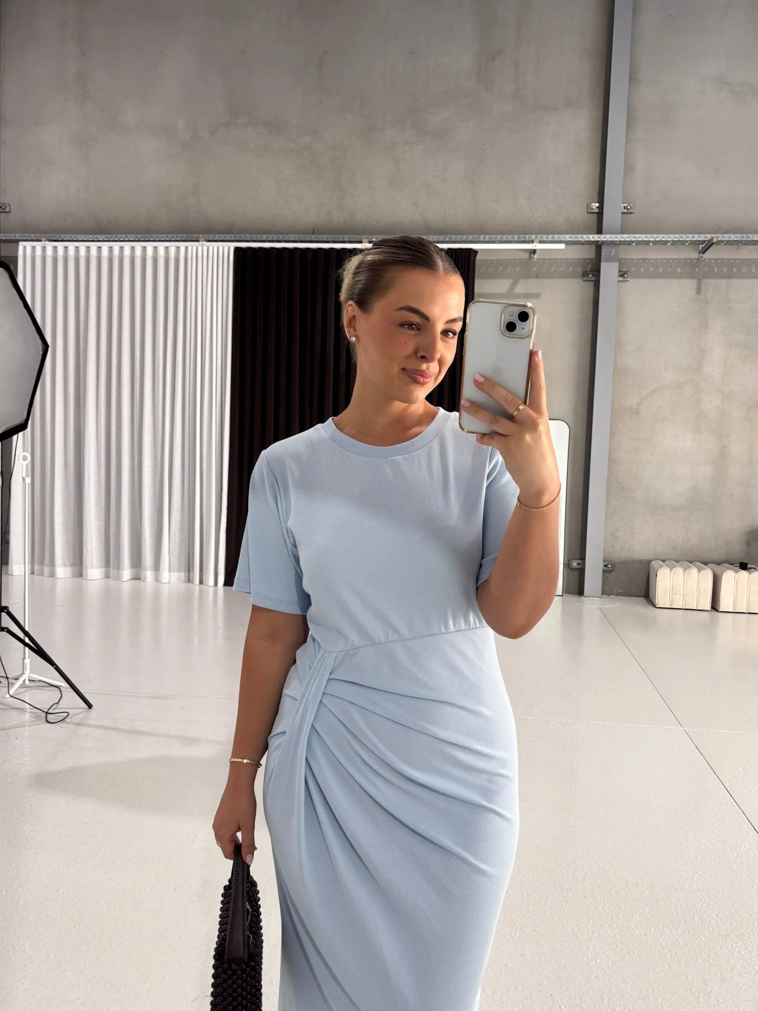 MARNIE RIB DRESS POWDER BLUE - Image 4