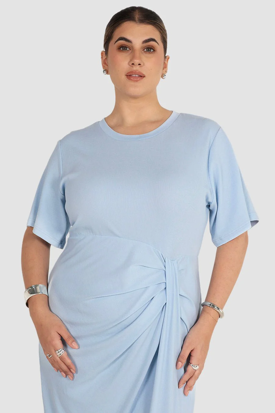MARNIE RIB DRESS POWDER BLUE - Image 5