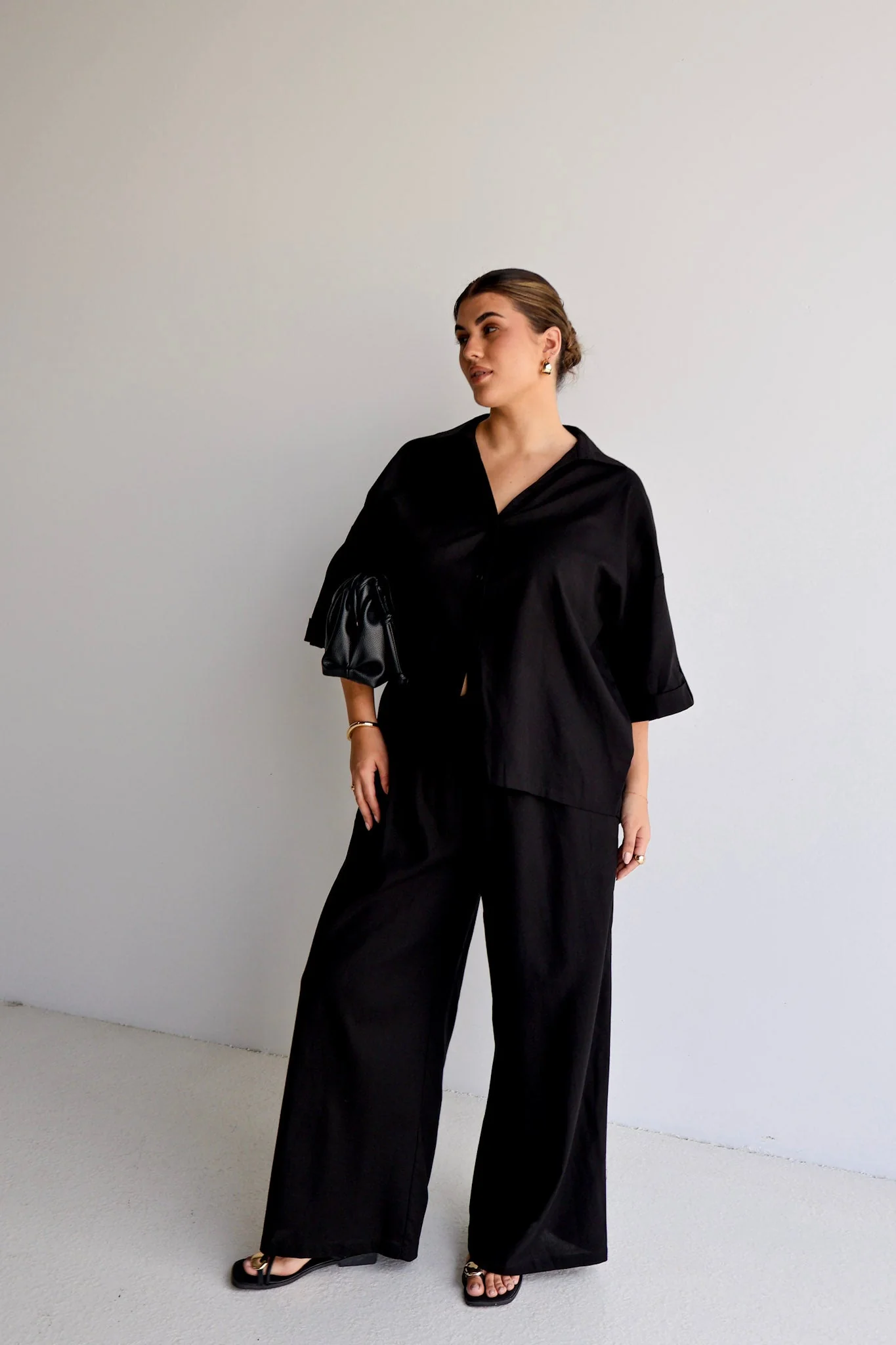 MILOS BUTTON SHIRT BLACK - Image 4
