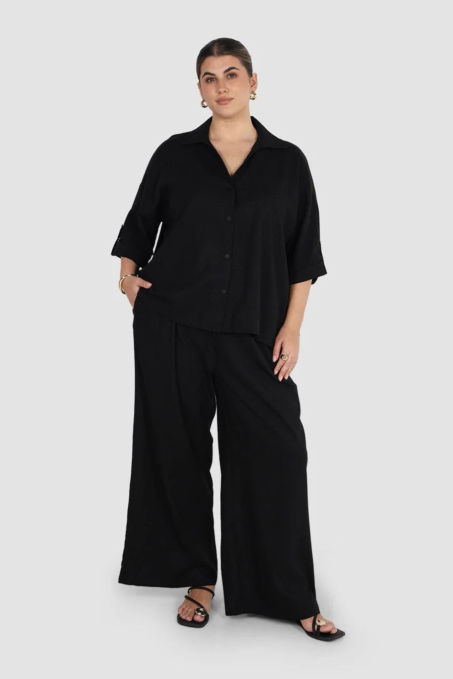 MILOS BUTTON SHIRT BLACK - Image 5