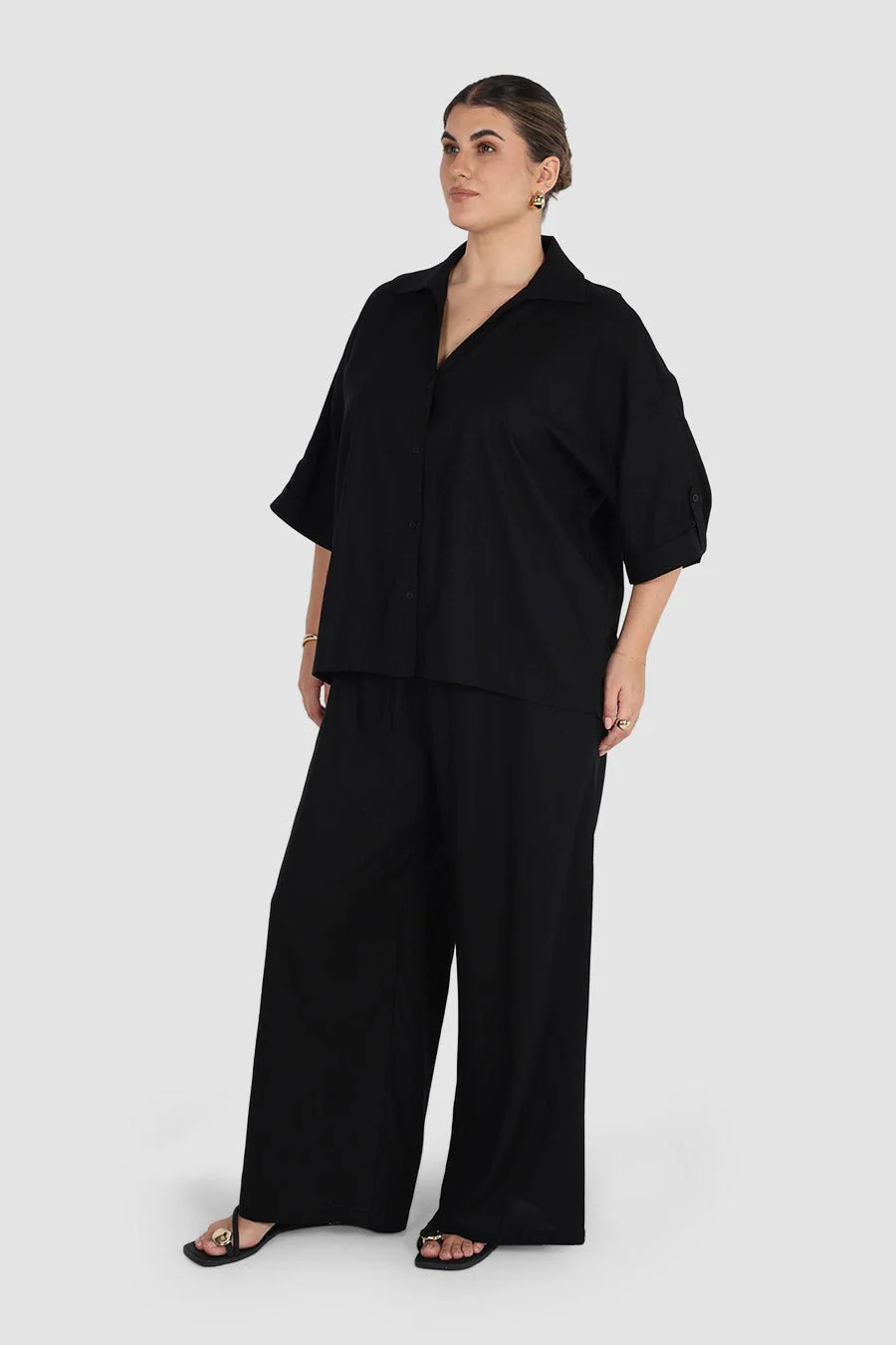 MILOS BUTTON SHIRT BLACK - Image 6