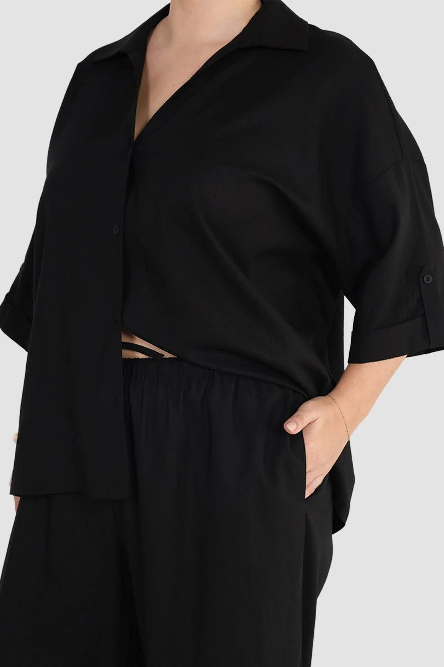 MILOS BUTTON SHIRT BLACK - Image 7