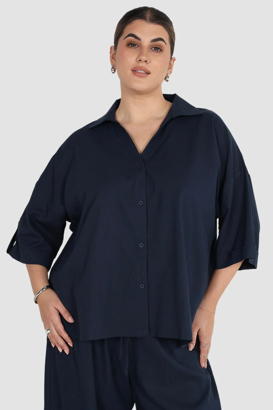 MILOS BUTTON SHIRT NAVY
