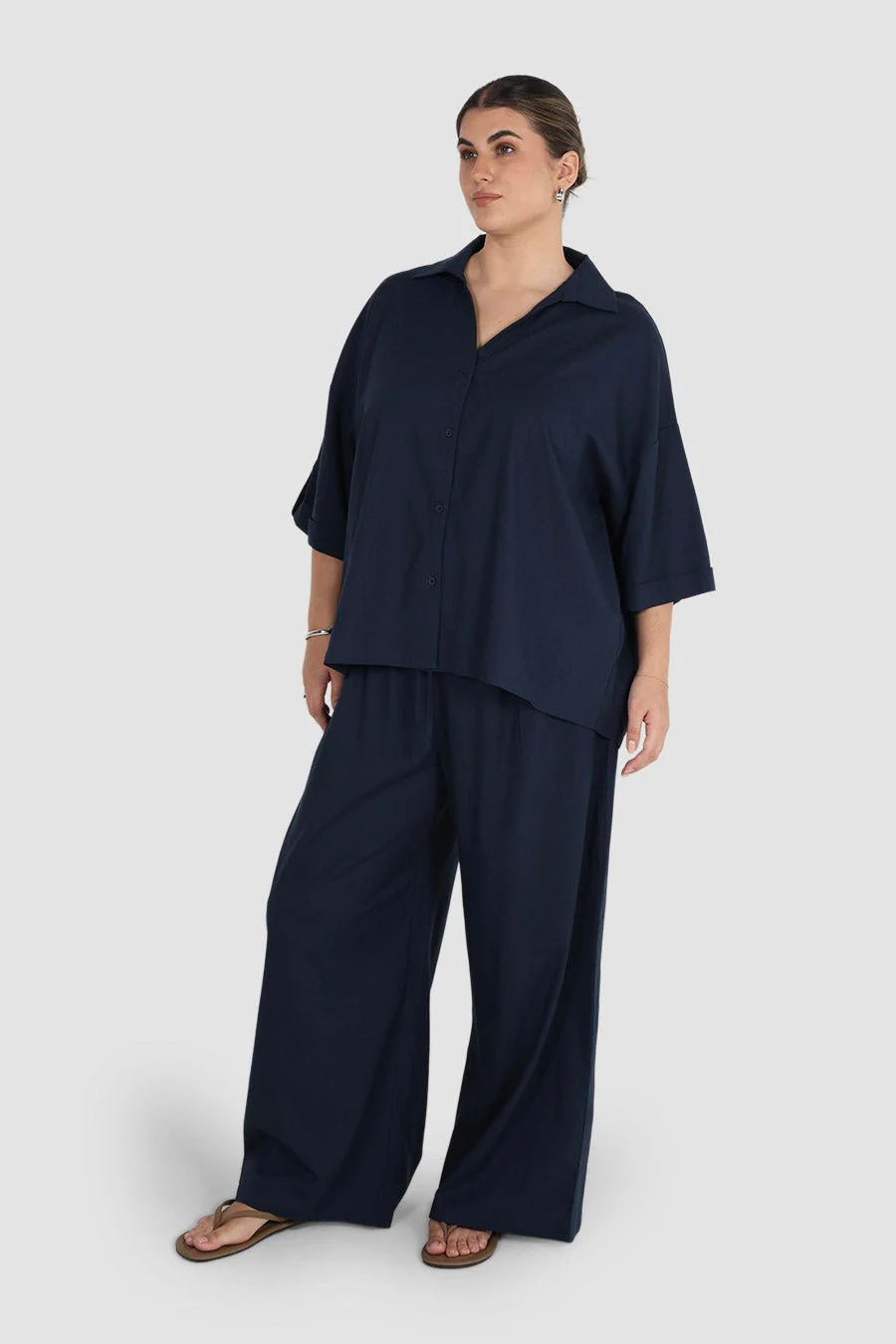 MILOS BUTTON SHIRT NAVY - Image 3