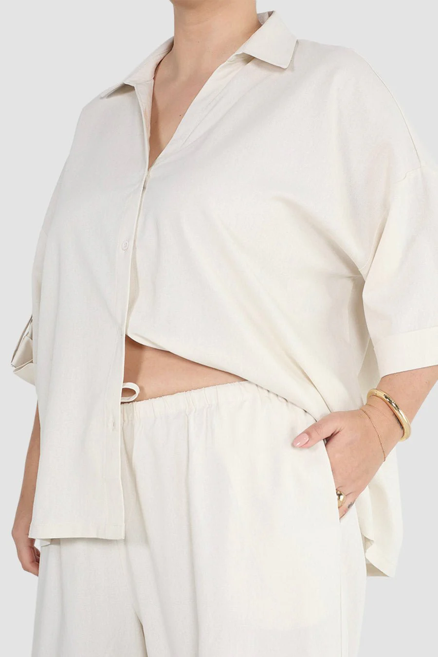 MILOS BUTTON SHIRT VANILLA - Image 4