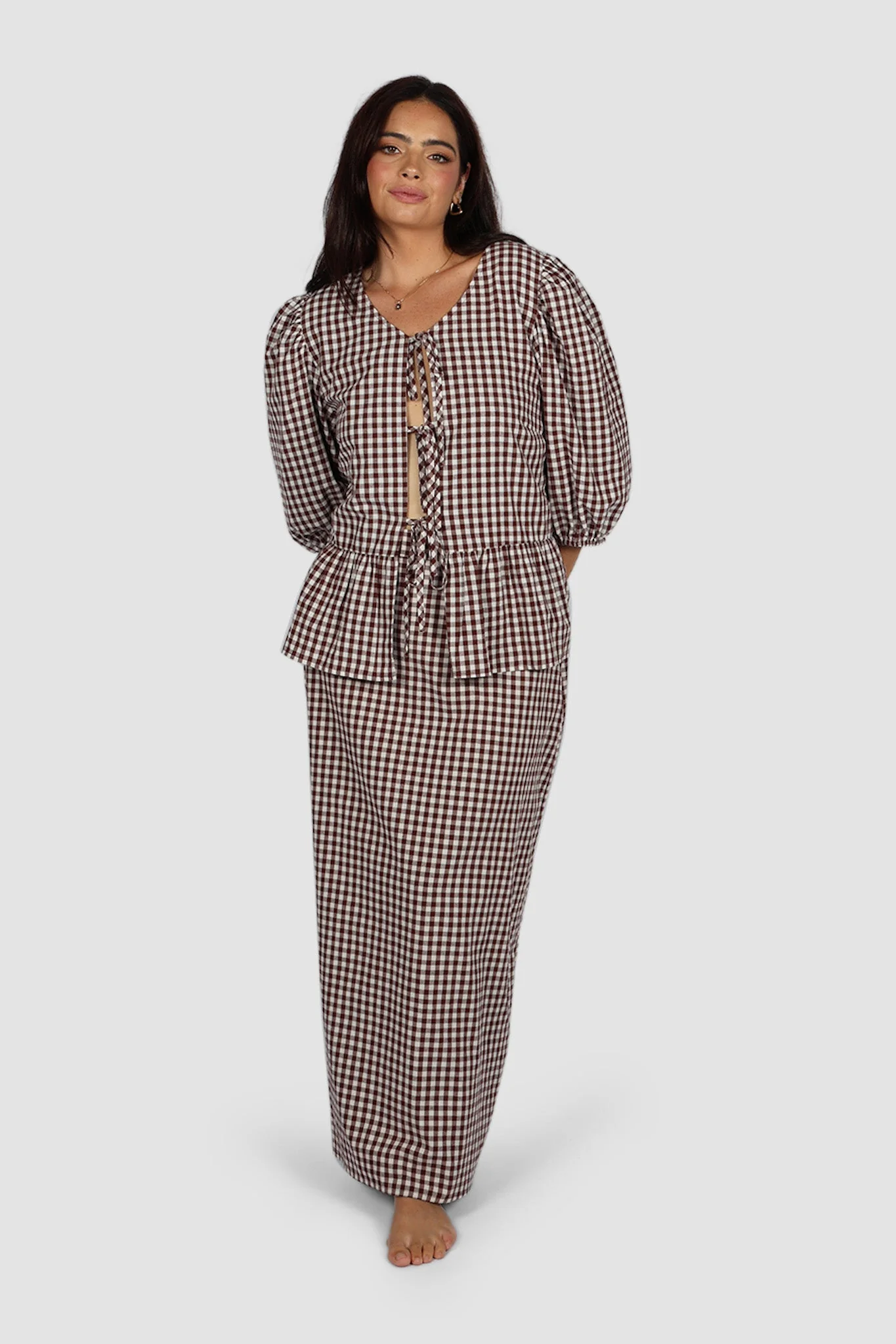 NIA SKIRT CHOC GINGHAM - Image 6