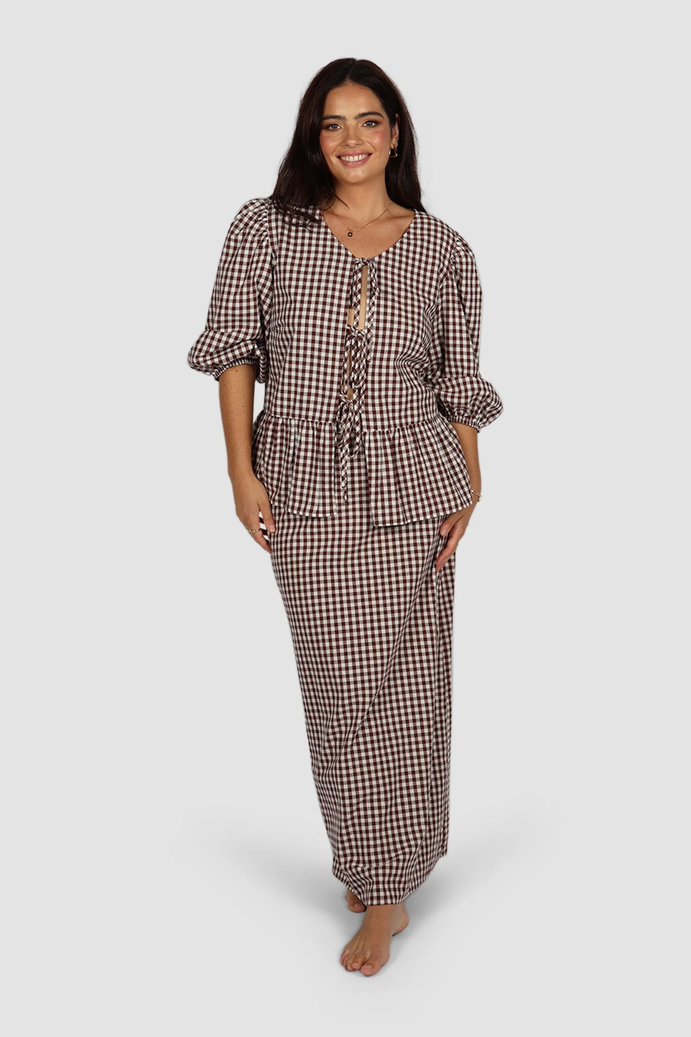 NIA SKIRT CHOC GINGHAM - Image 8
