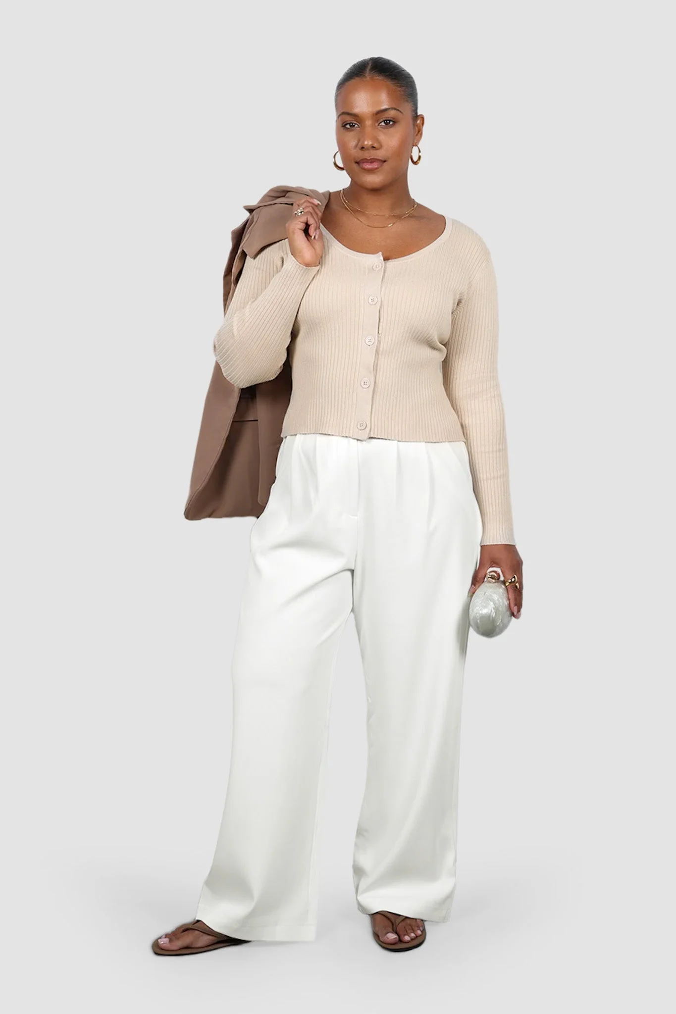 NIVARA RIB CARDIGAN NEUTRAL - Image 3