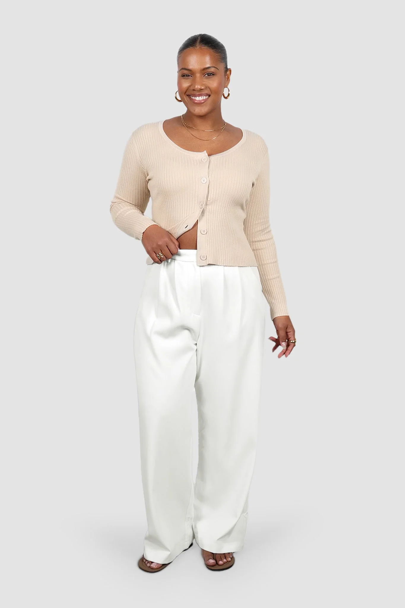 NIVARA RIB CARDIGAN NEUTRAL - Image 4