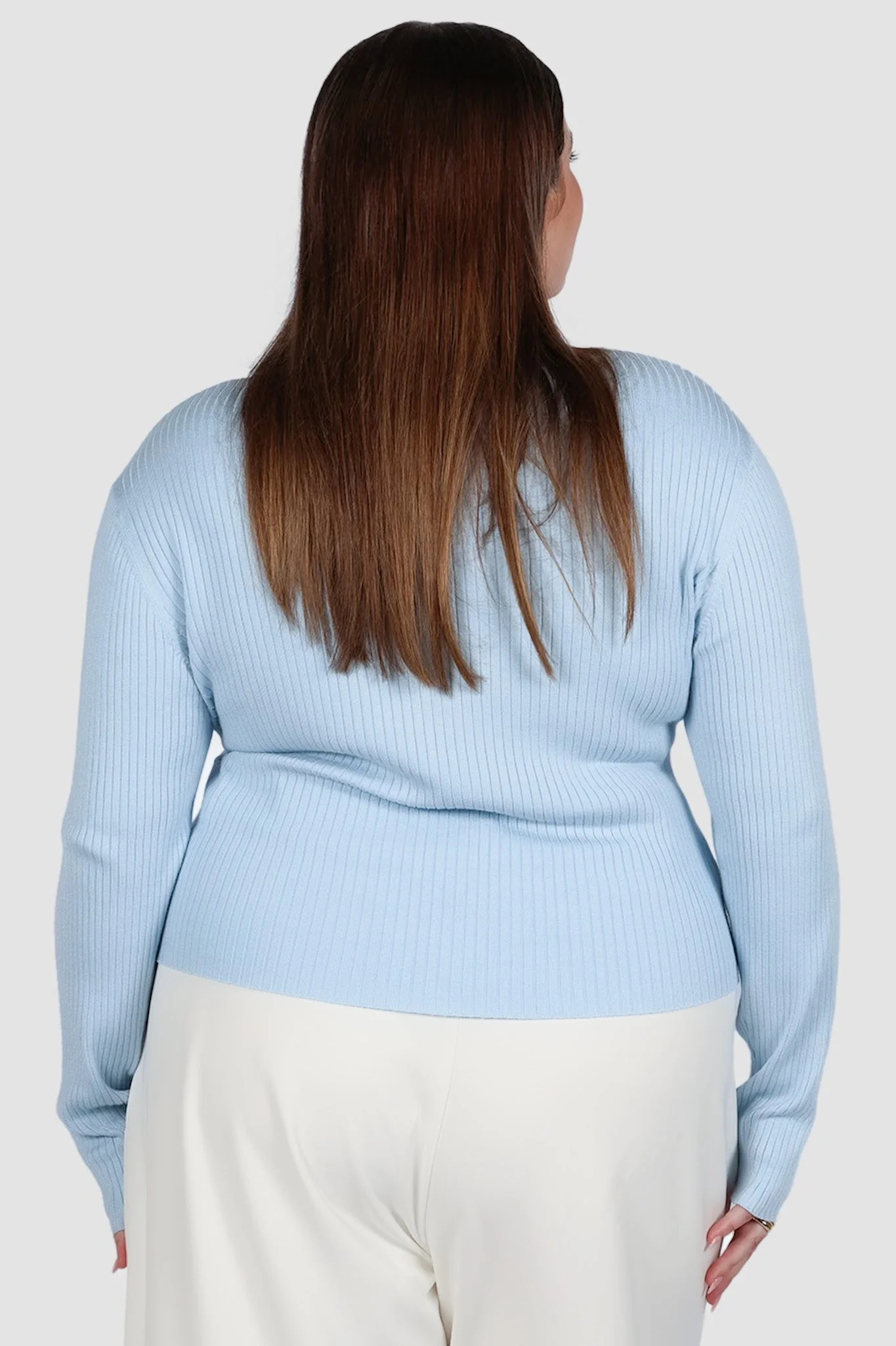 NIVARA RIB CARDIGAN SOFT BLUE - Image 3