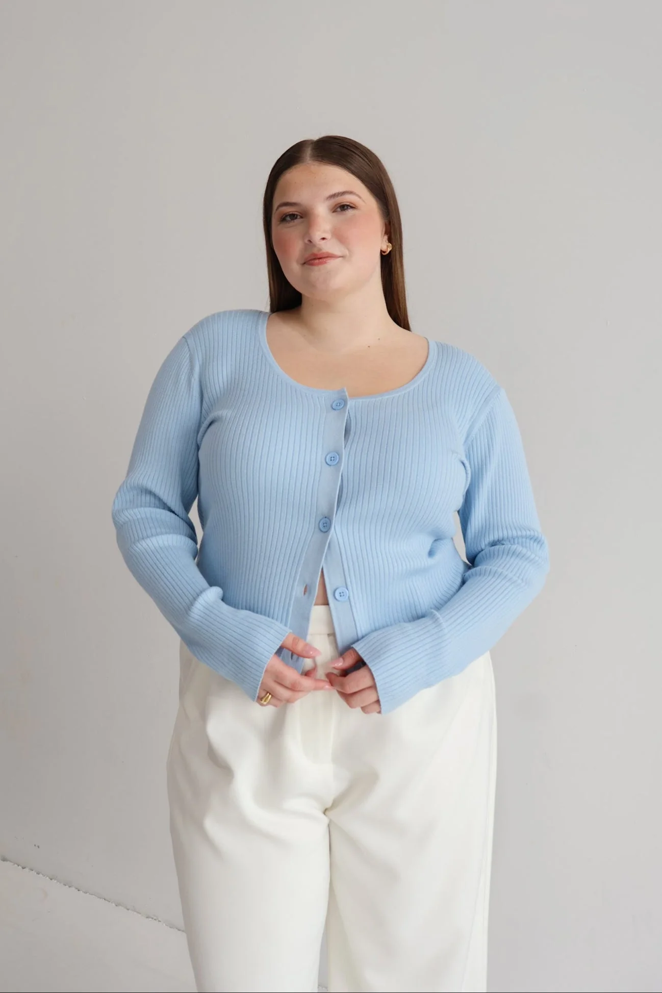 NIVARA RIB CARDIGAN SOFT BLUE - Image 6