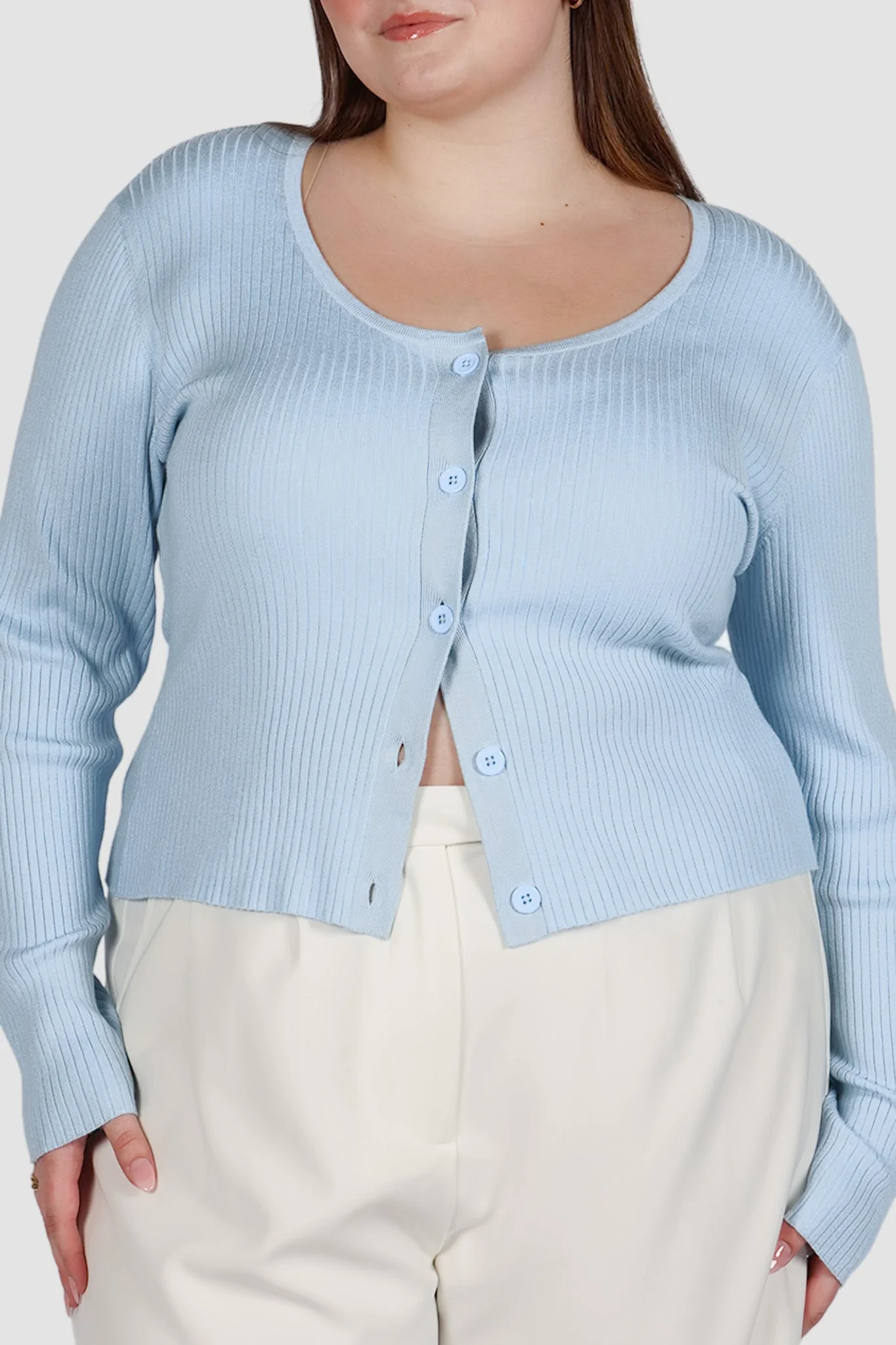 NIVARA RIB CARDIGAN SOFT BLUE - Image 8