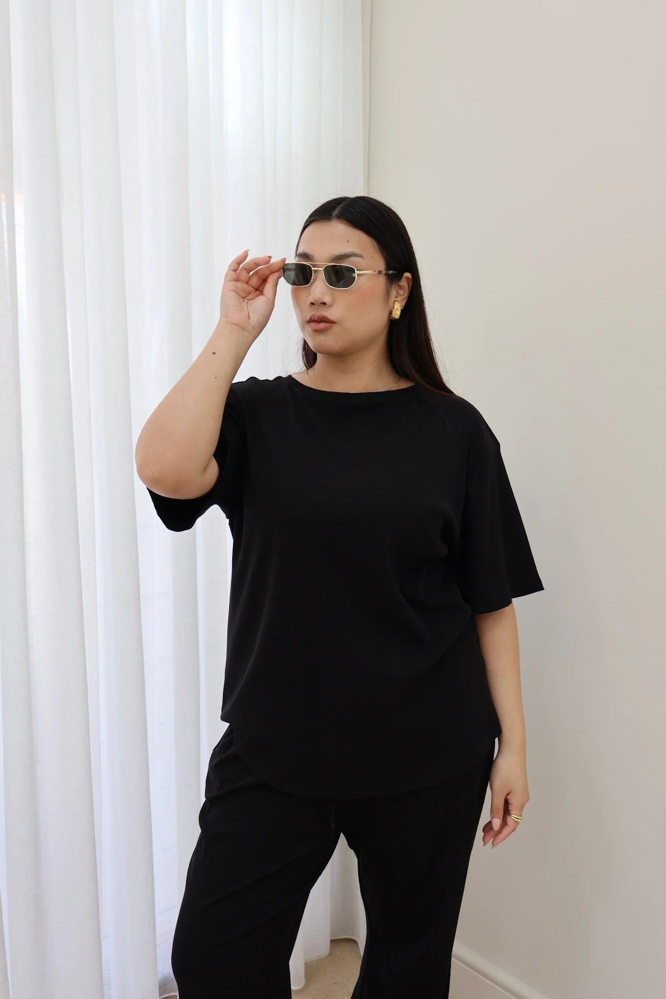 NOLYN RIB TEE BLACK