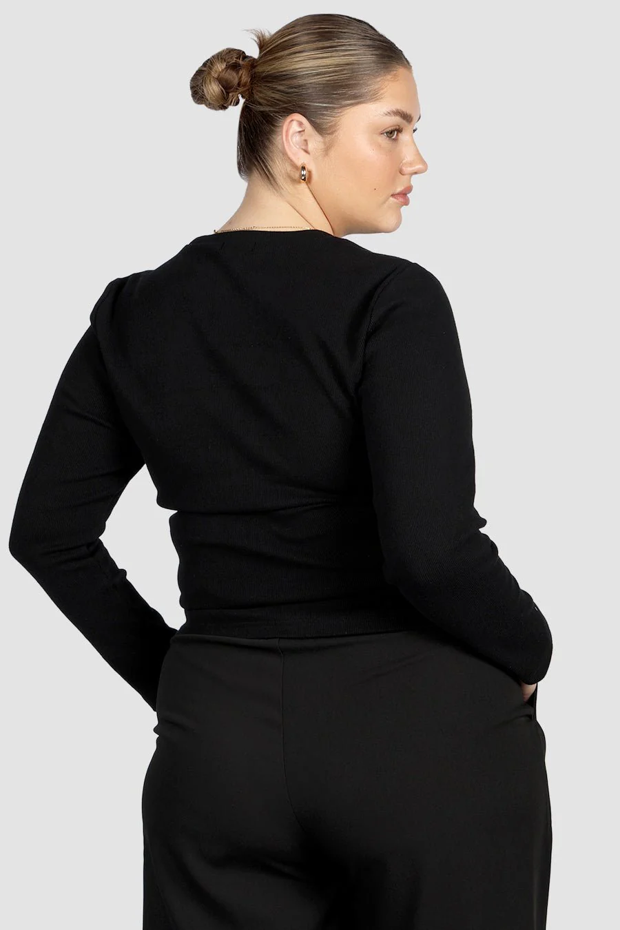 PORTLAND L/S RIB TEE BLACK - Image 2