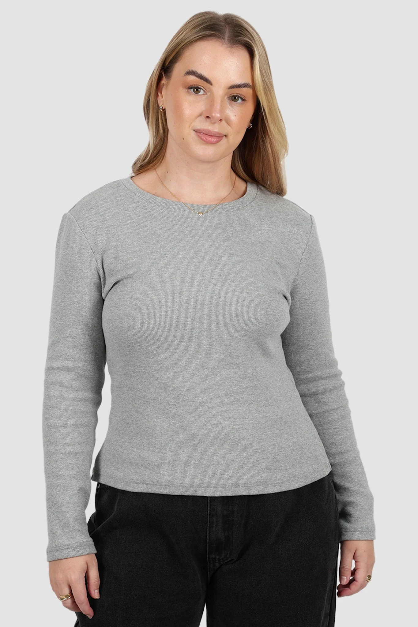 PORTLAND L/S RIB TEE GREY MARLE - Image 13