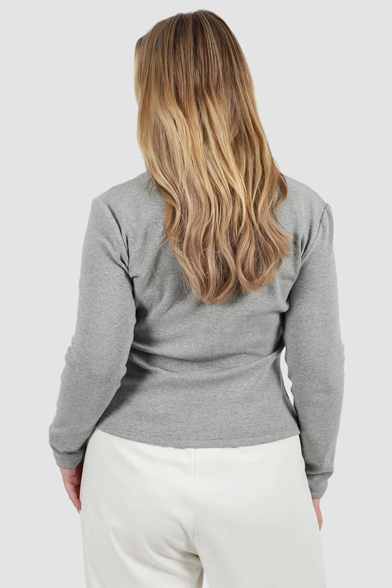 PORTLAND L/S RIB TEE GREY MARLE - Image 2