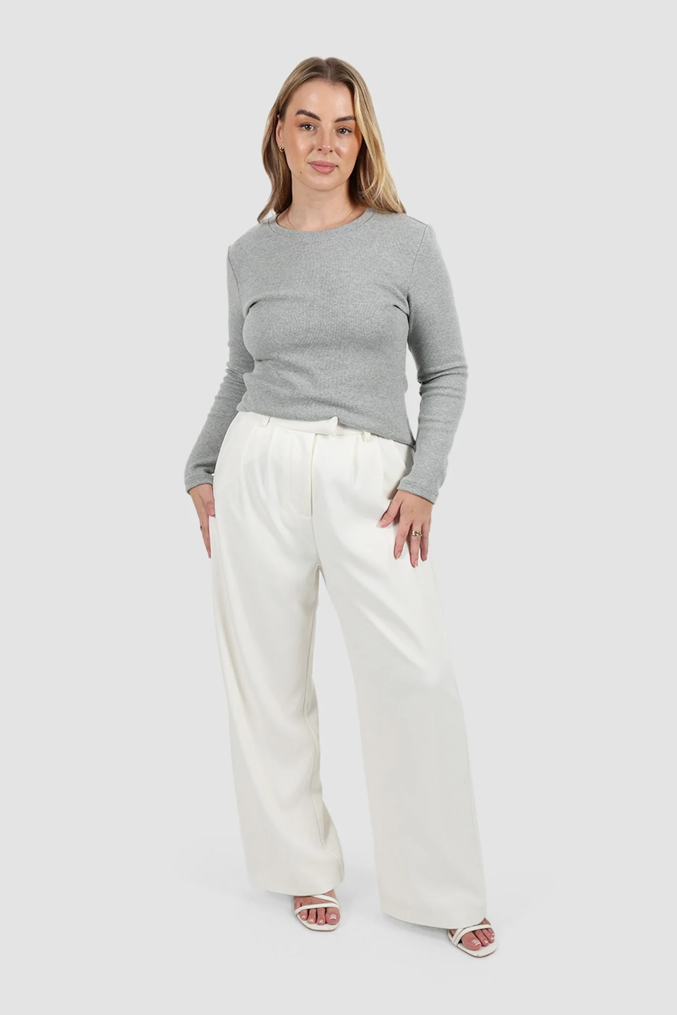 PORTLAND L/S RIB TEE GREY MARLE - Image 3