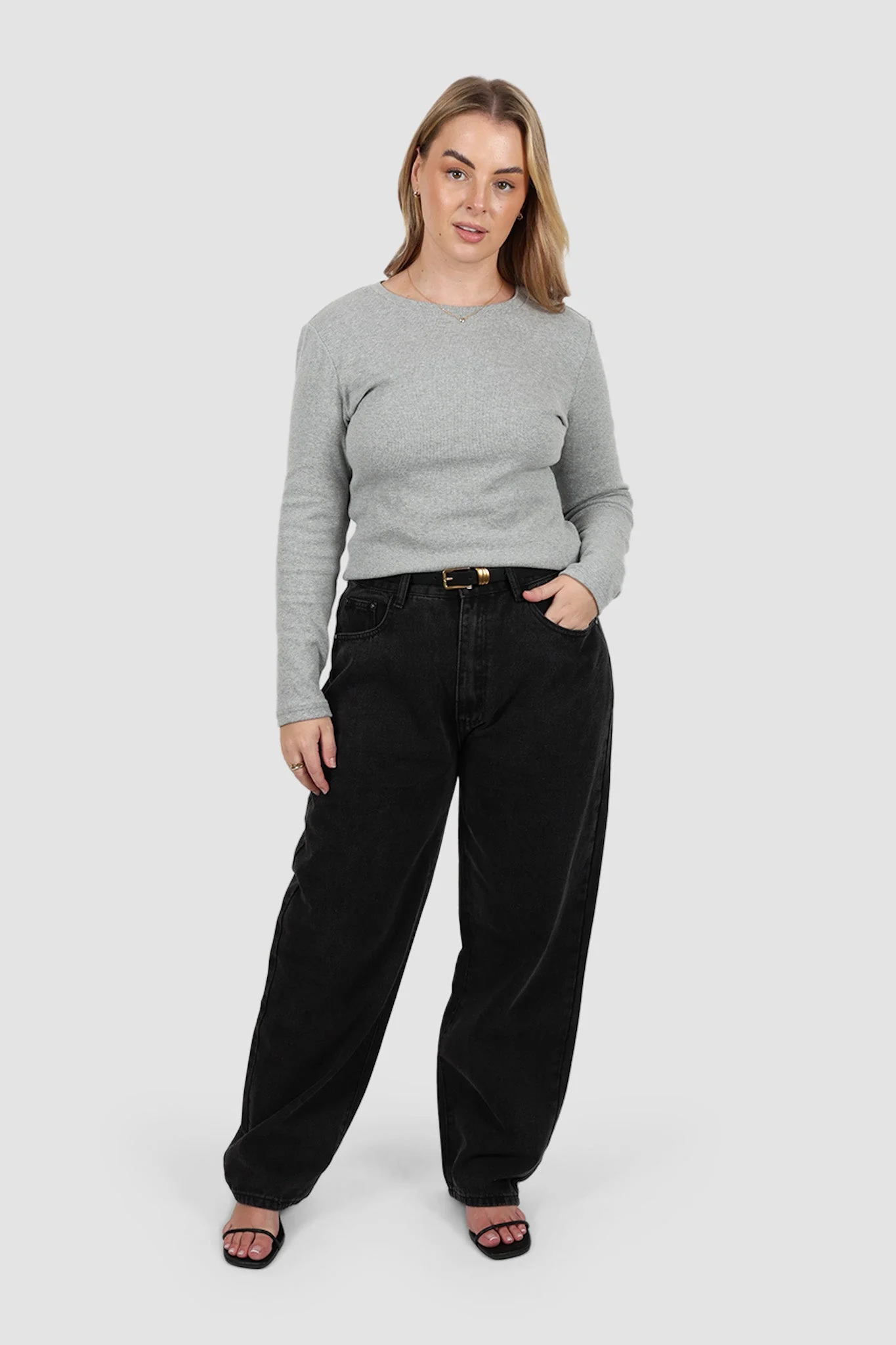PORTLAND L/S RIB TEE GREY MARLE - Image 7