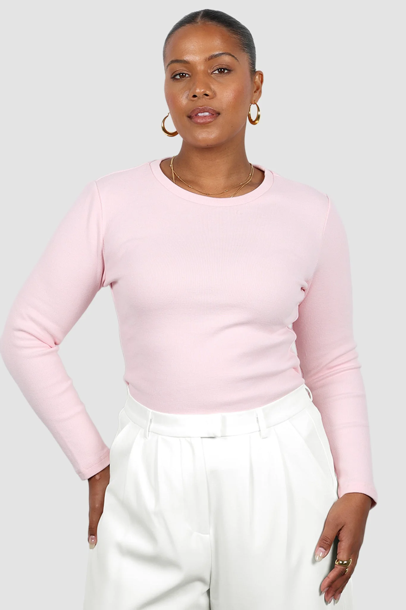 PORTLAND L/S RIB TEE PINK