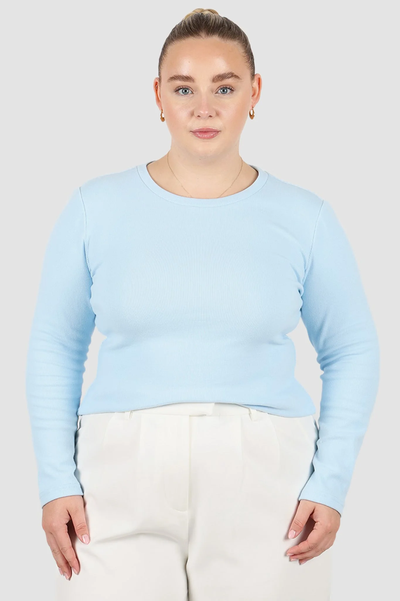 PORTLAND L/S RIB TEE SOFT BLUE