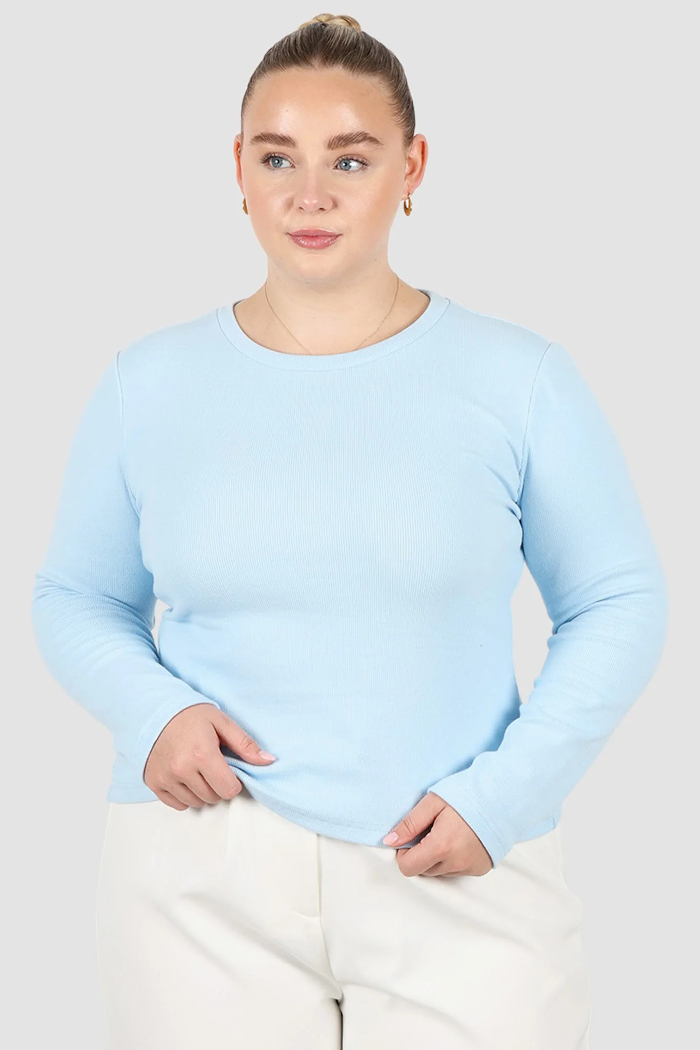 PORTLAND L/S RIB TEE SOFT BLUE - Image 2