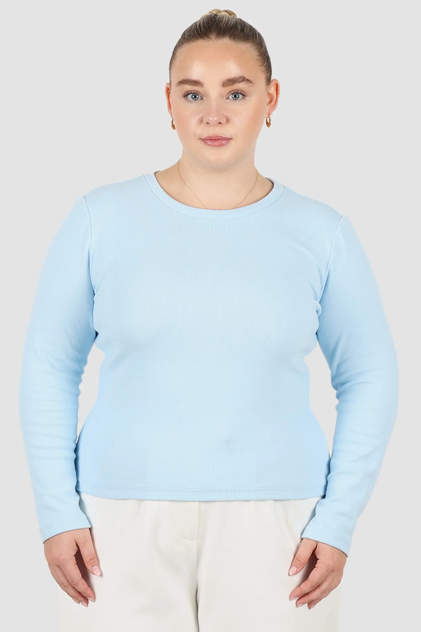 PORTLAND L/S RIB TEE SOFT BLUE - Image 5