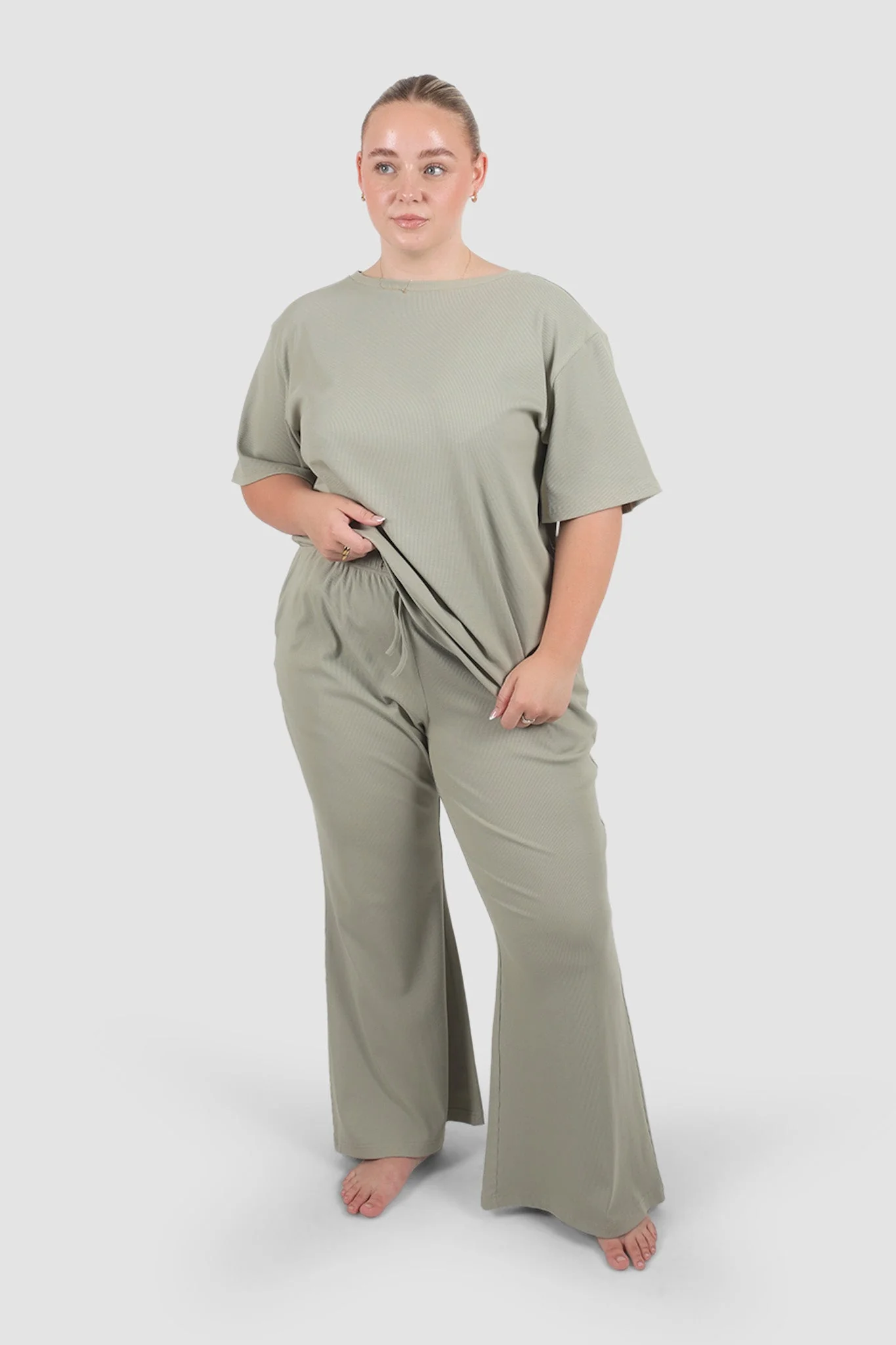RAYLN RIB PANTS SAGE - Image 2
