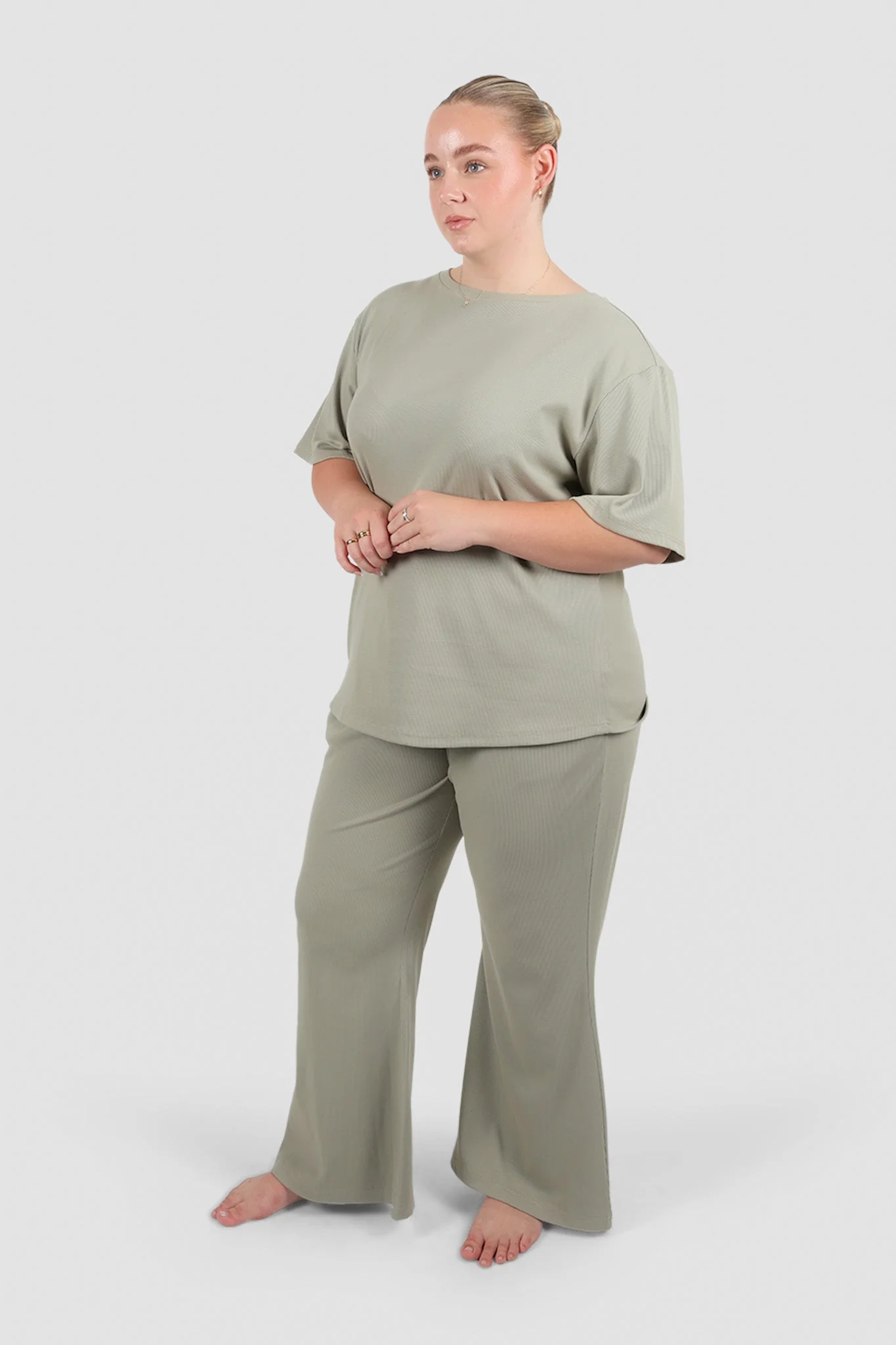 RAYLN RIB PANTS SAGE - Image 6
