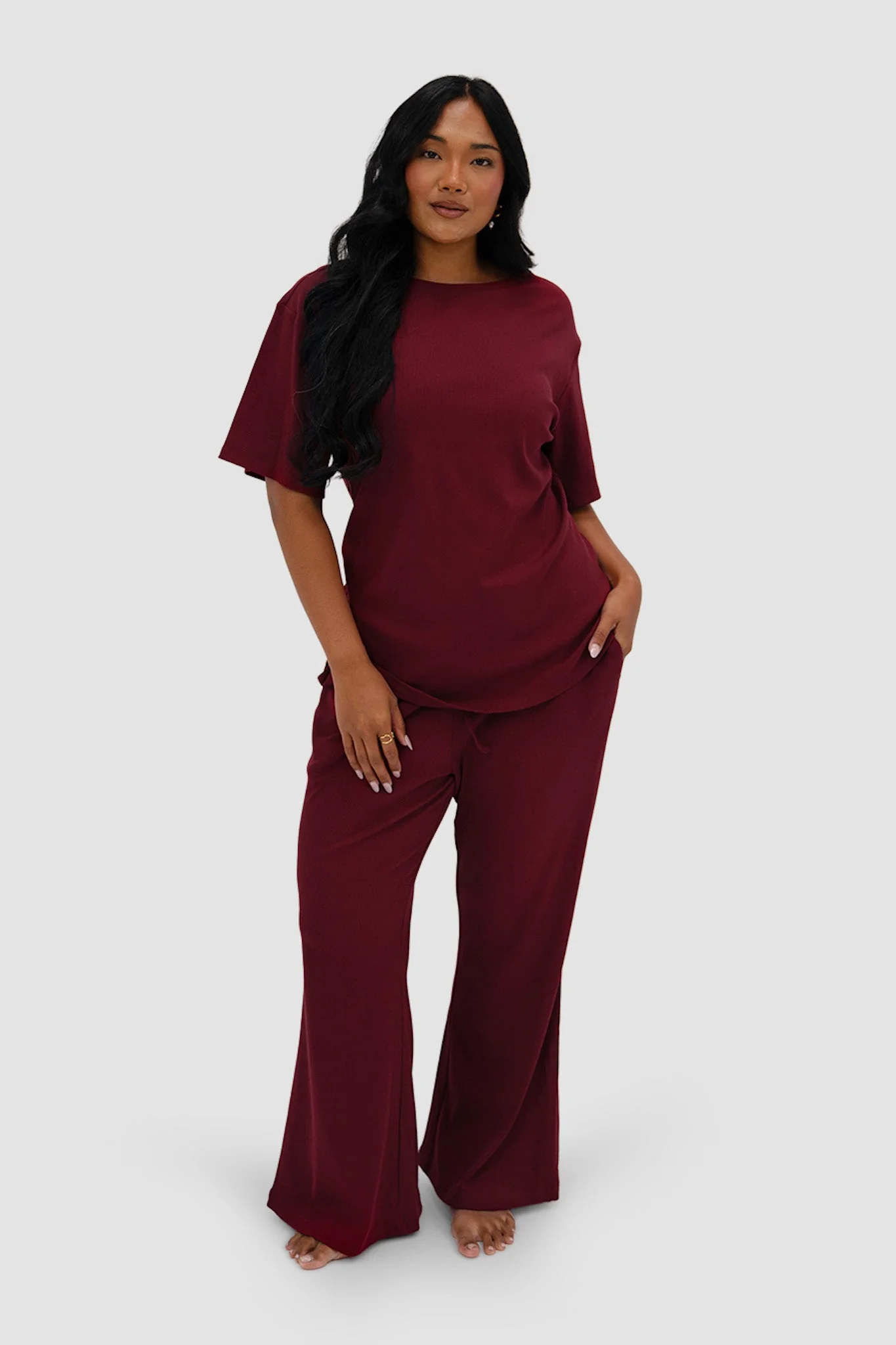 RAYLN RIB PANTS WINE - Image 2