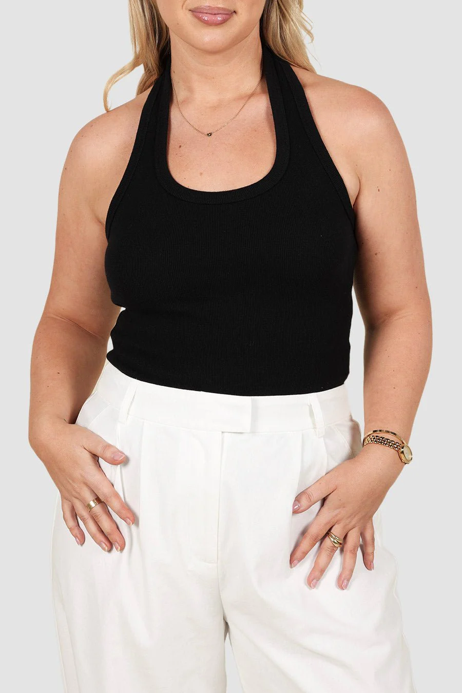 RENNA HALTER TOP BLACK