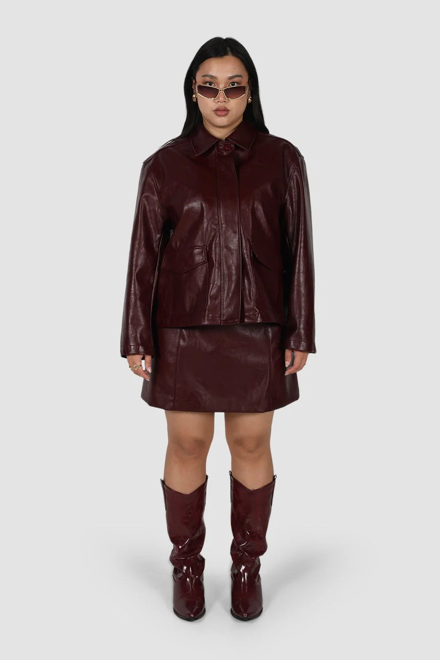REVOLVER PU LEATHER SKIRT BURGUNDY - Image 5