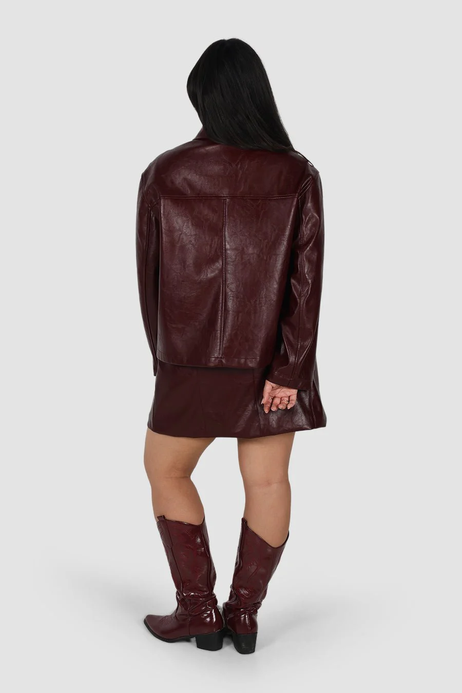 REVOLVER PU LEATHER SKIRT BURGUNDY - Image 9